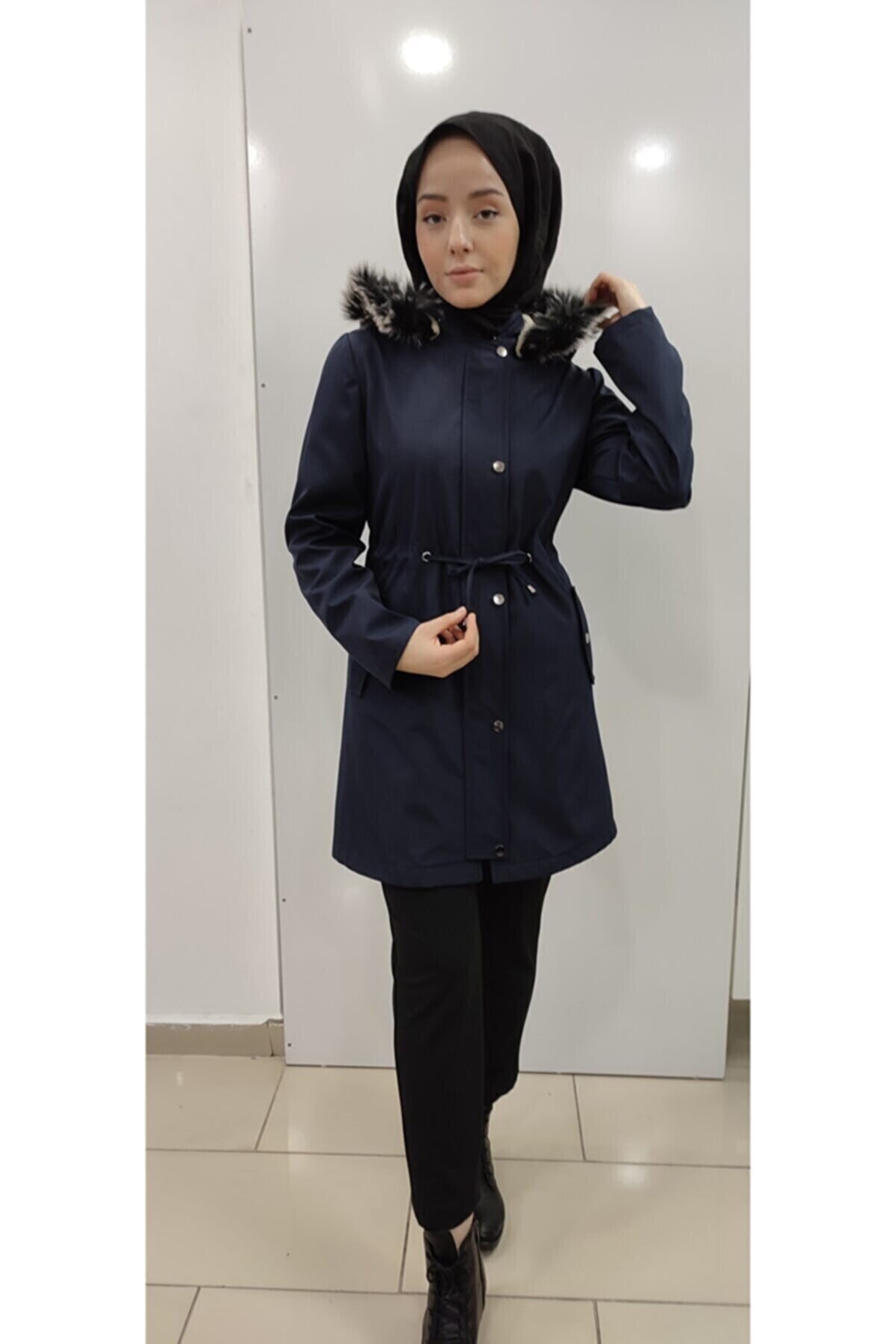 EBT BURAK Lacivert Kürklü Bondip Kısa Parka