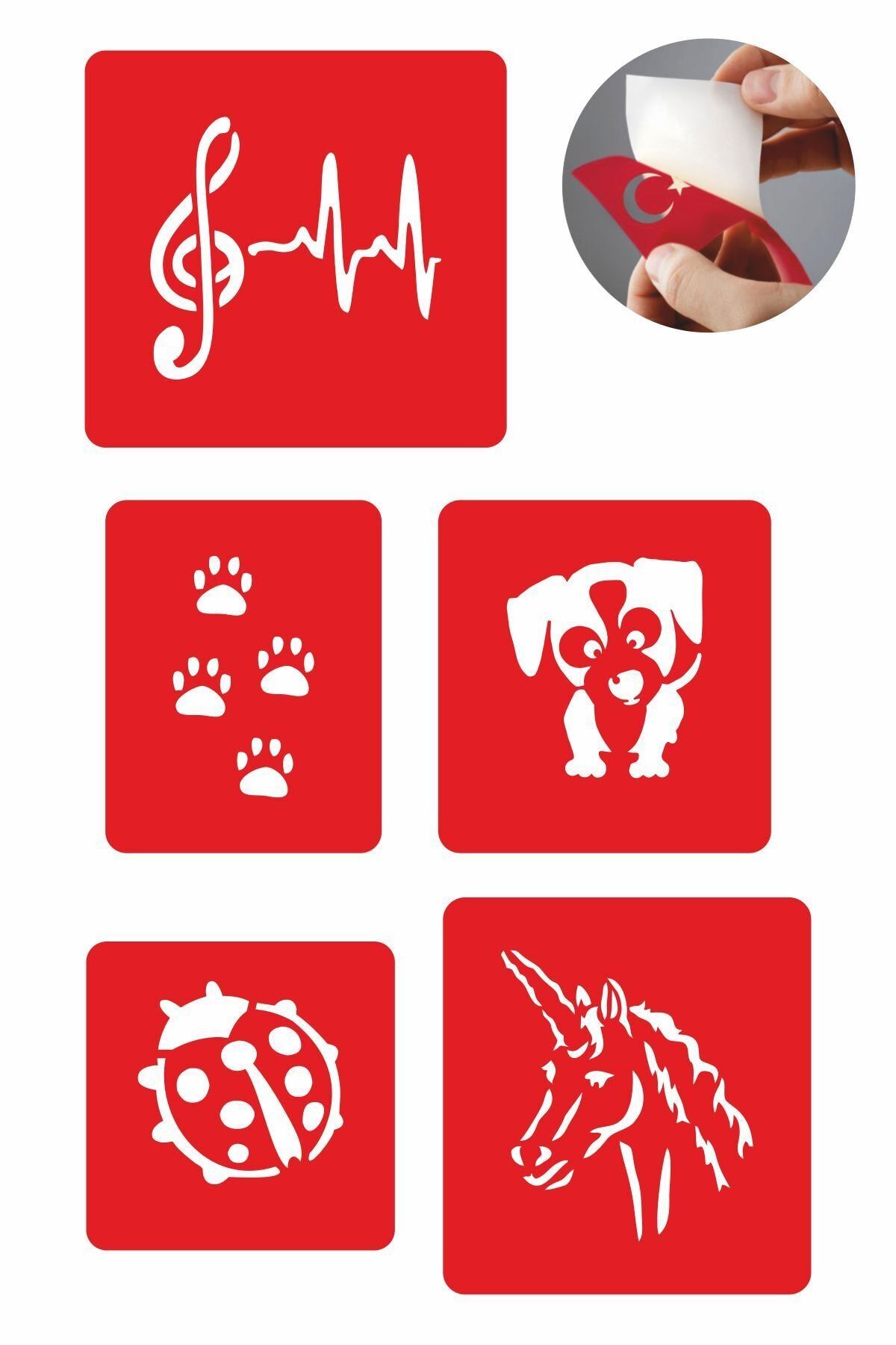 ONE SPRAY TATTOO Pati Uğur Böceği Modelleri 5 Adet Geçici Dövme Ve Kına Deseni Spreysiz