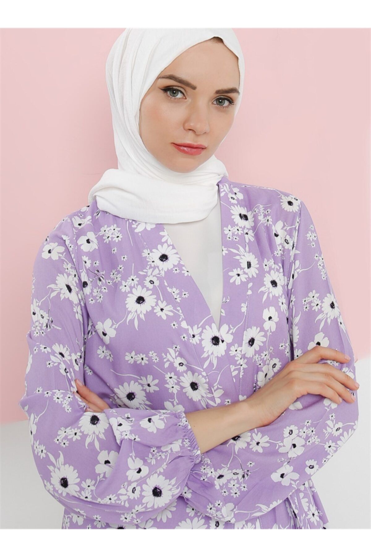 Vamelya Desenli Kimono Lila