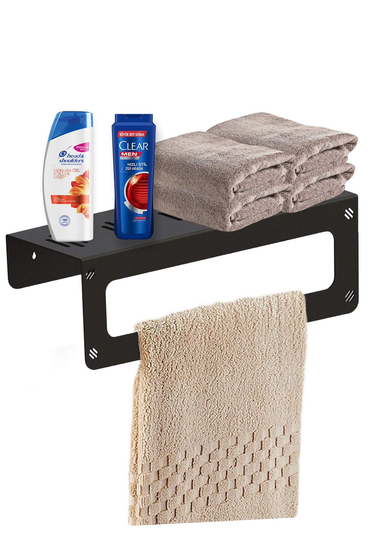 alkametal 30cm Banyo Raflı Havluluk Ve Askı