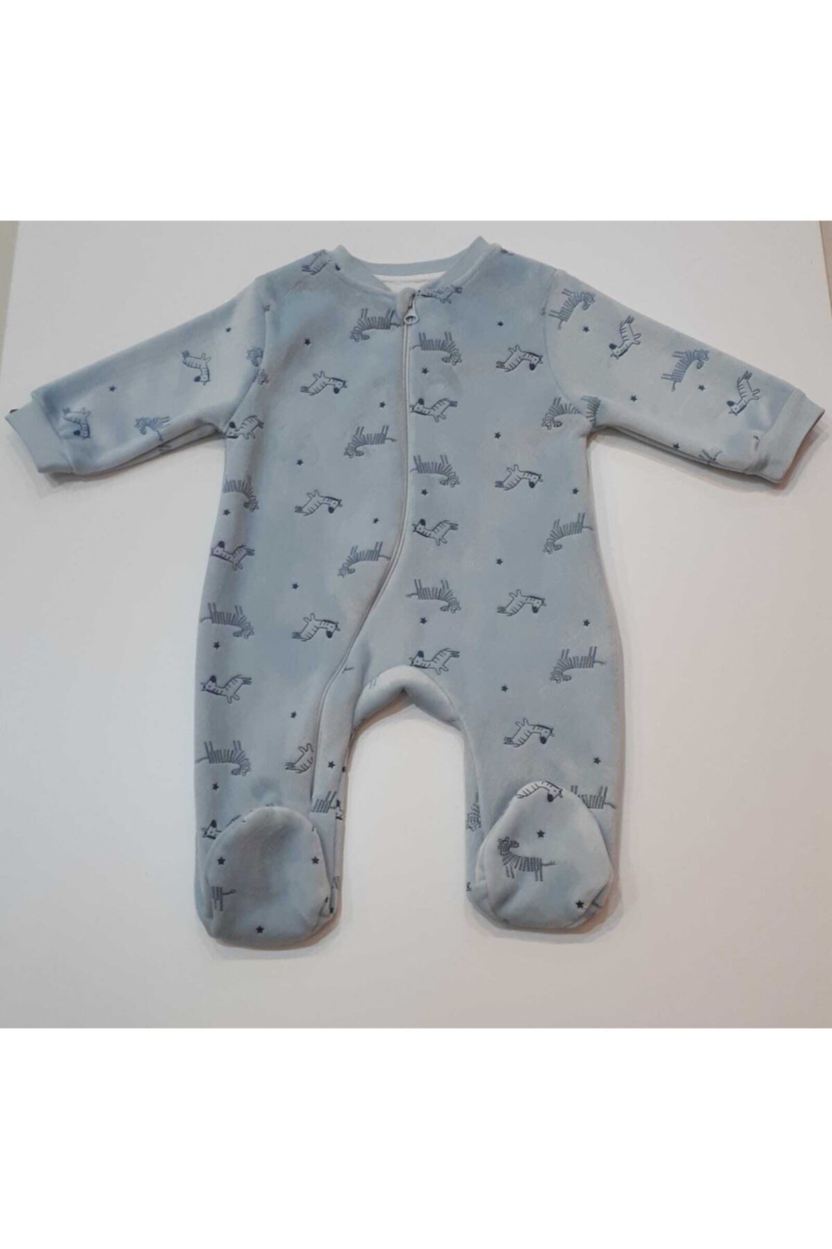 Bibaby Kadife Fermuarlı Patikli Bebek Tulumu