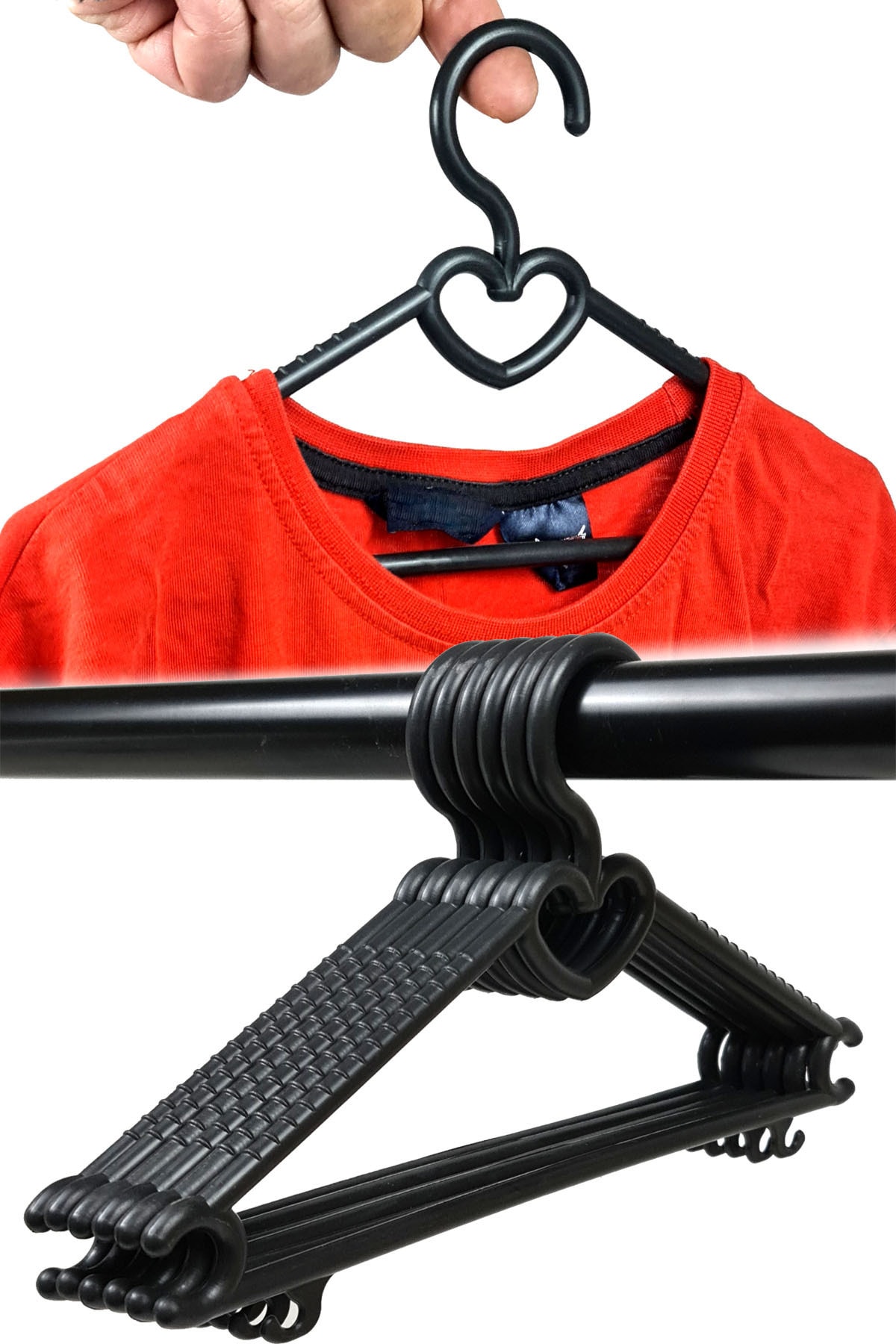 Binbirreyon Çocuk Elbise Askısı Bebek Askısı Siyah 26,5cm 18 Adetli Set De036