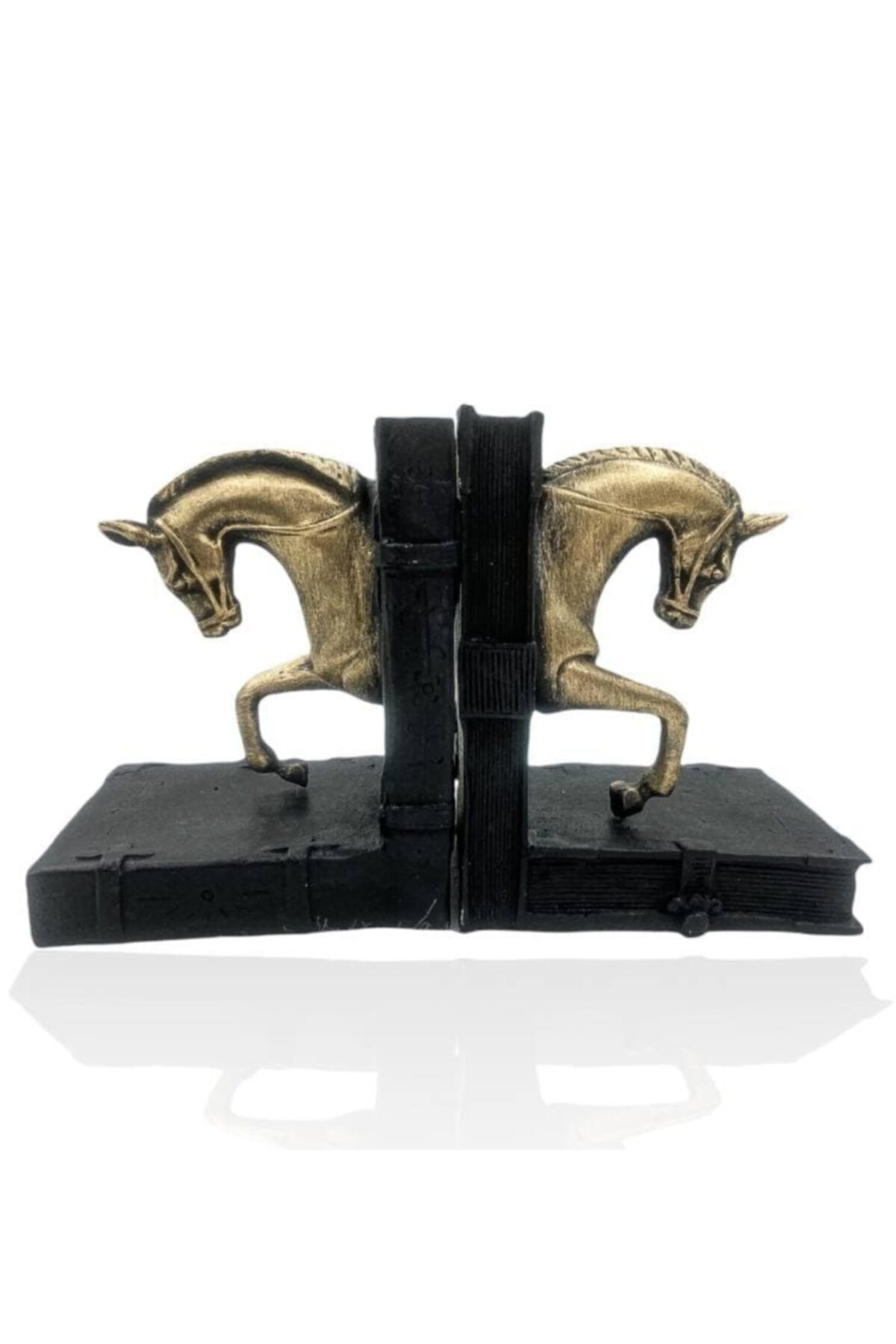 Mukemel Bronz At Tasarımı Ile Siyah Kitap Tutucu Dekoratif