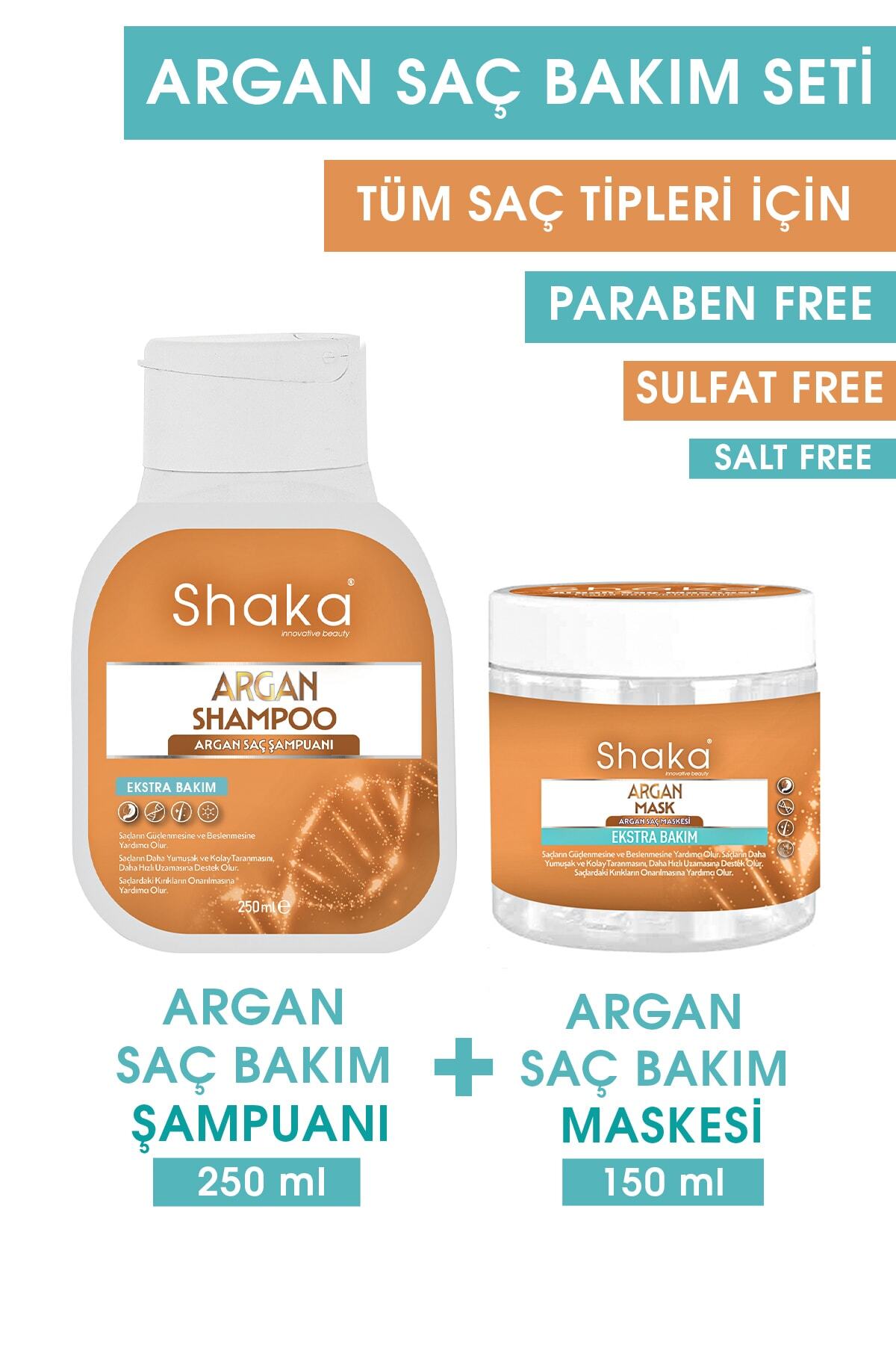 SHAKA 2'li Argan Saç Bakım Maskesi Ve Saç Bakım Şampuanı /tuz,paraben,sülfat Içermez