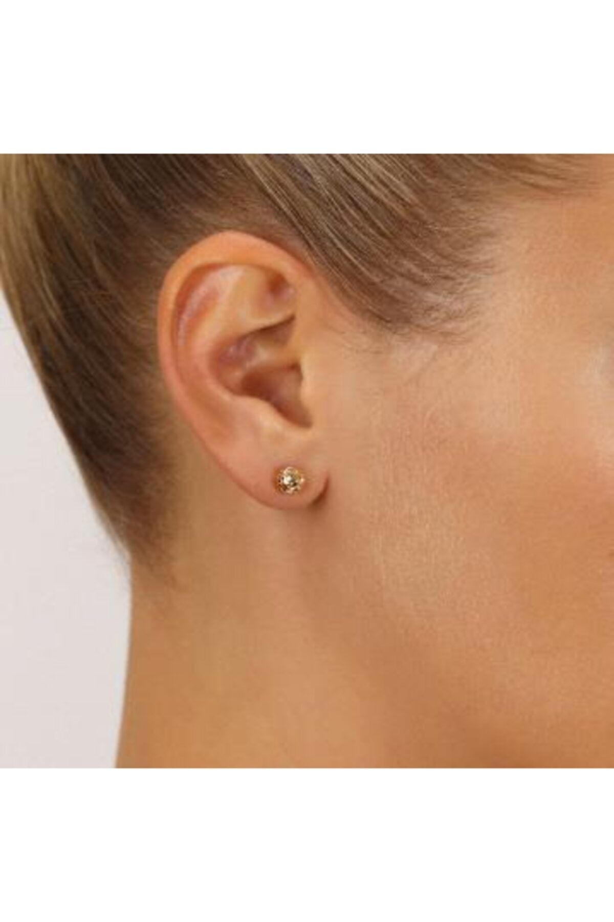 UKBA GOLD 8 Ayar Altın Kalemli Top Küpe ( 6 Mm )