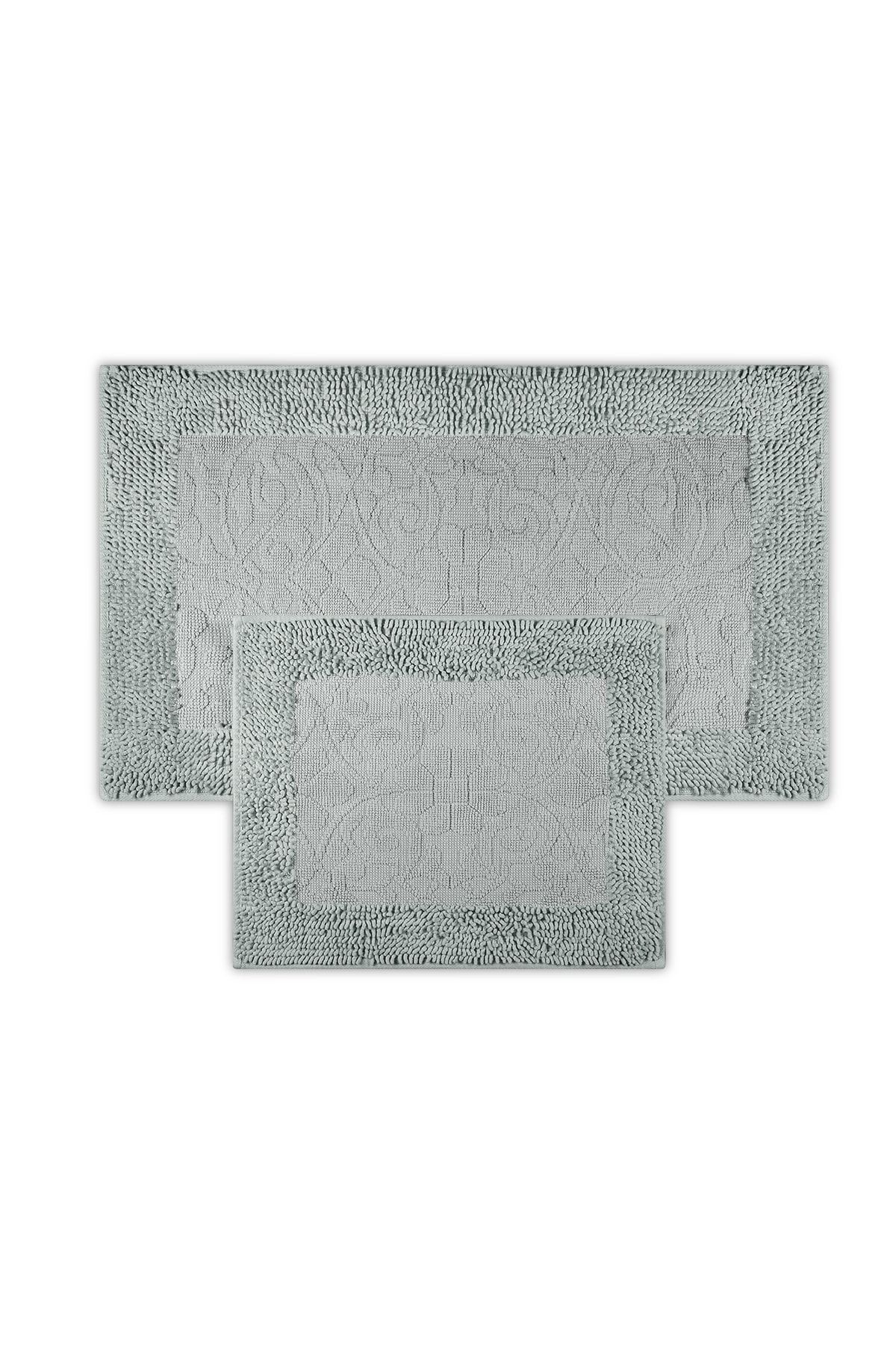 Bluenity Jasmin Doğal Pamuk 2'li Banyo Matı 60x100+50x60 - Su Yeşili