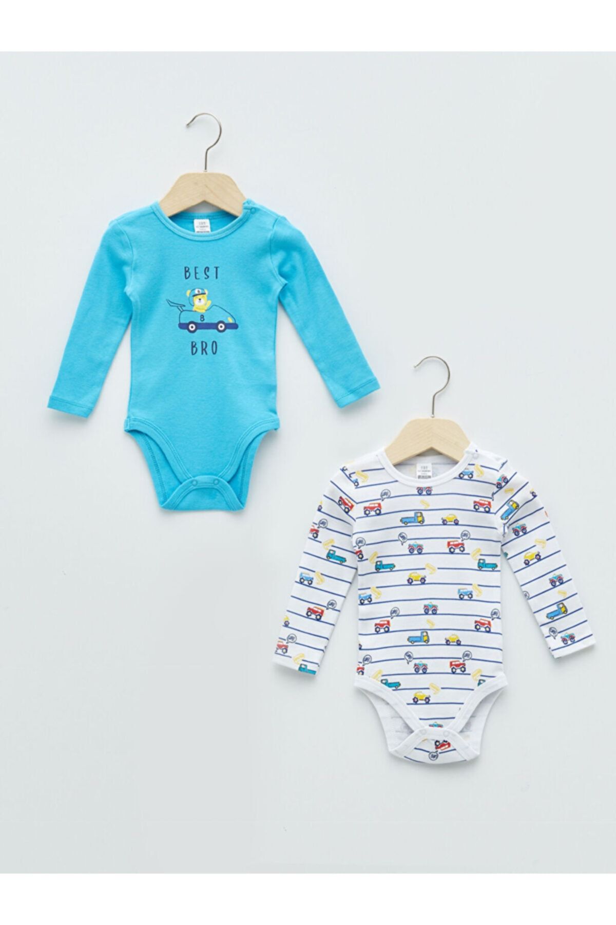 LC Waikiki Bisiklet Yaka Uzun Kollu Erkek Bebek Çıtçıtlı Body 2'li