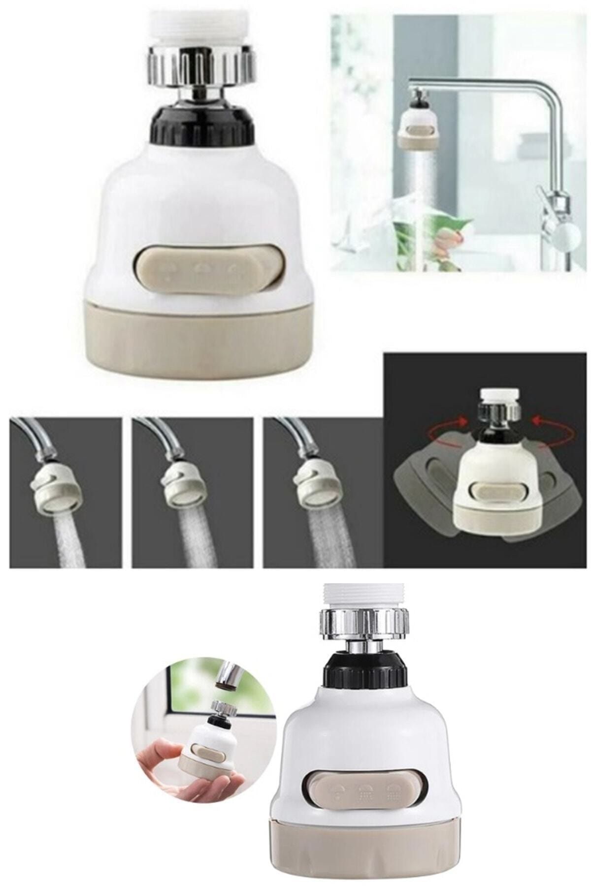 Kitchen Beauty 360 Derece Dönebilen 3 Fonksiyonlu Tüm Musluklara Uyumlu Su Tasarruflu Filtre Püskürtücü Musluk Ucu