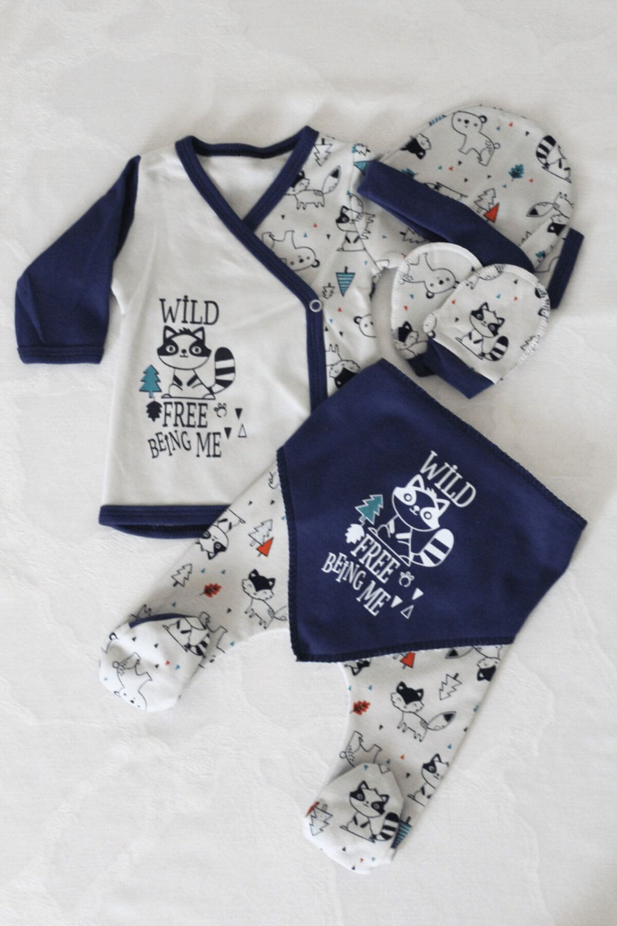 BEHERE Unisex Wild 5 Parça Hastane Çıkışı Bebek Yenidoğan Seti