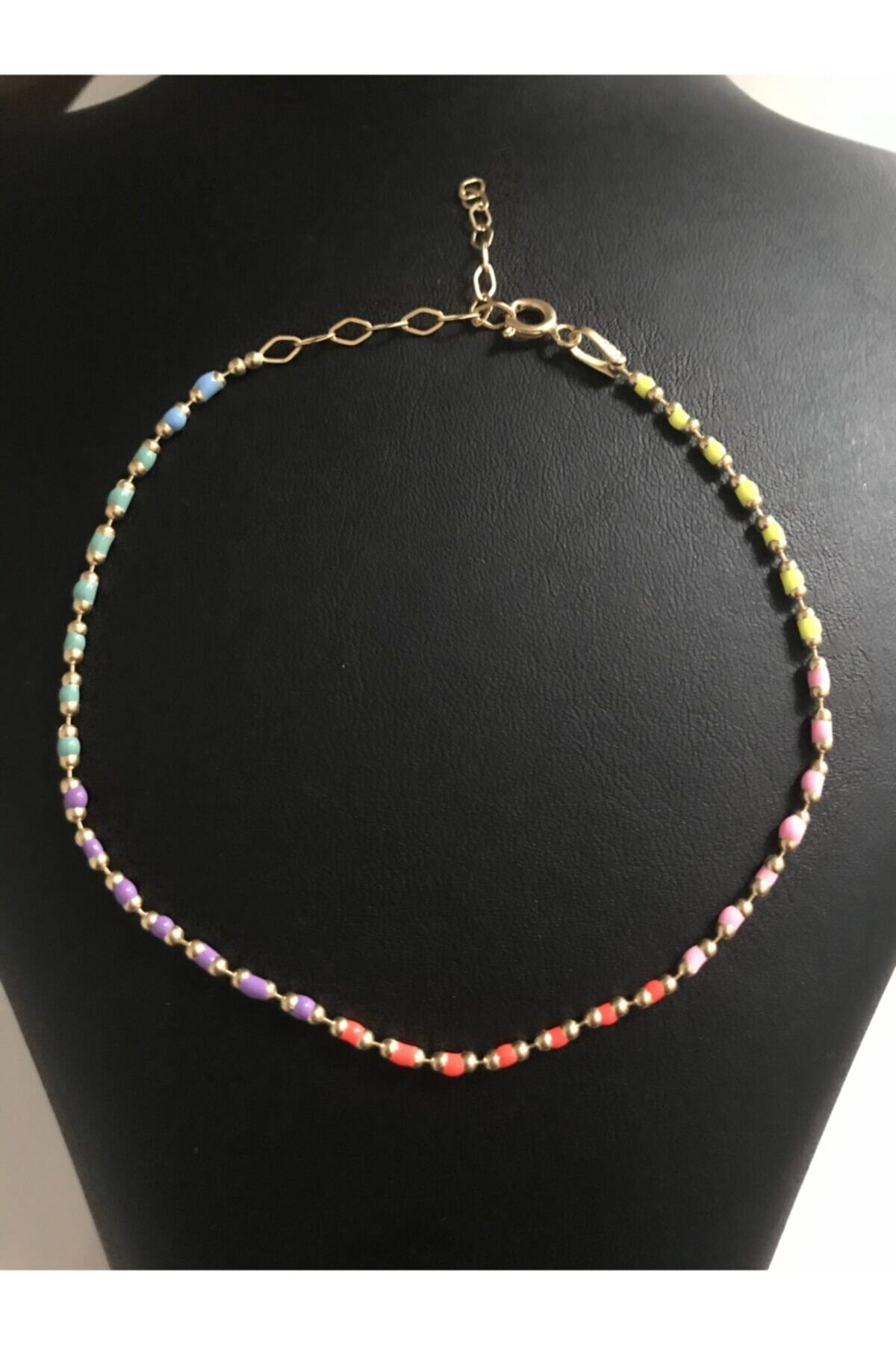 Gizo SJ Renkli Mineli Gold Halhal