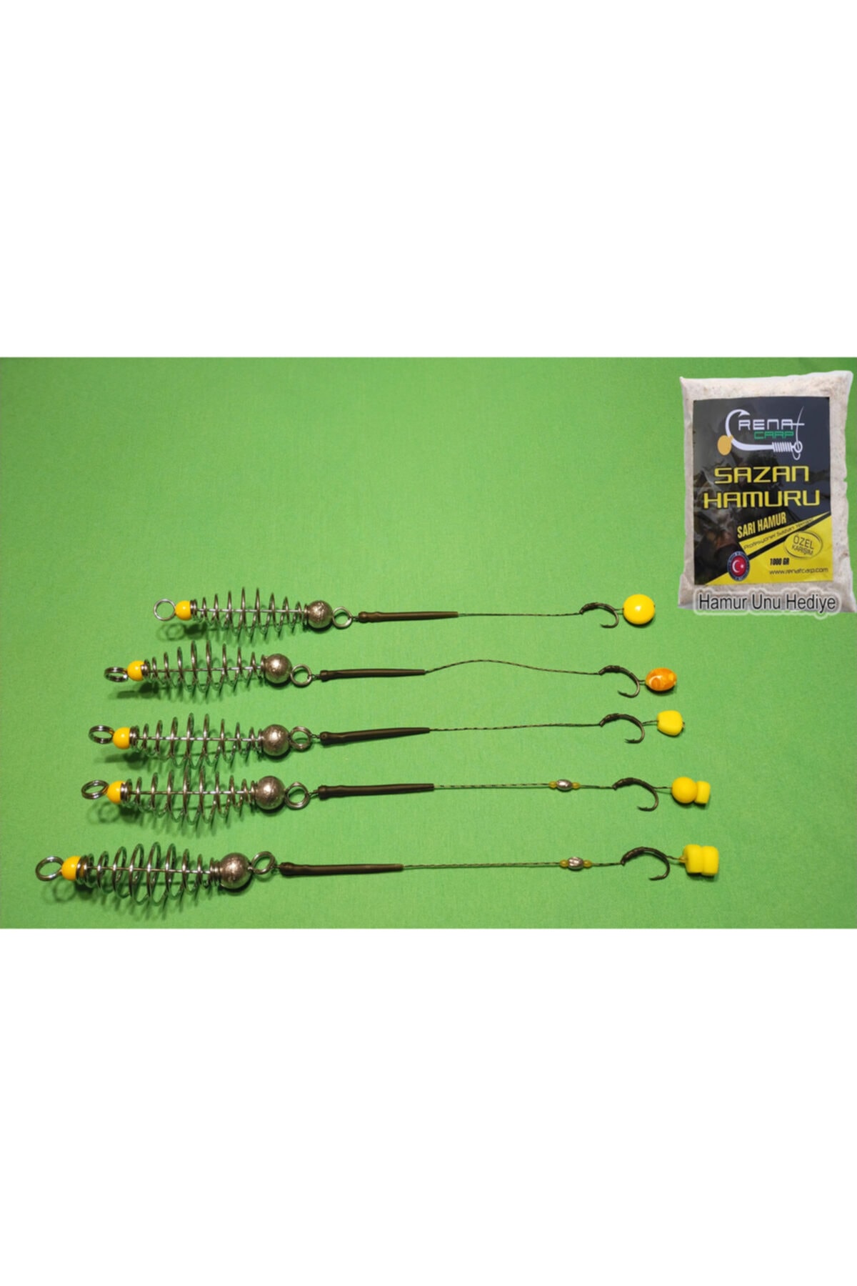 SAZAN RİG 30 Gr Yaylı Karışık Rig Takımı Sarı Hamur Un’lu (5'li Set)