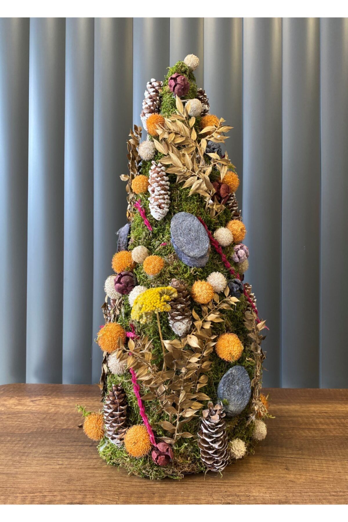 Alis Flowers % 100 Doğal Özel Tasarım Ahşap Süslemeli 50 Cm Ayaksız Piramit Apollon
