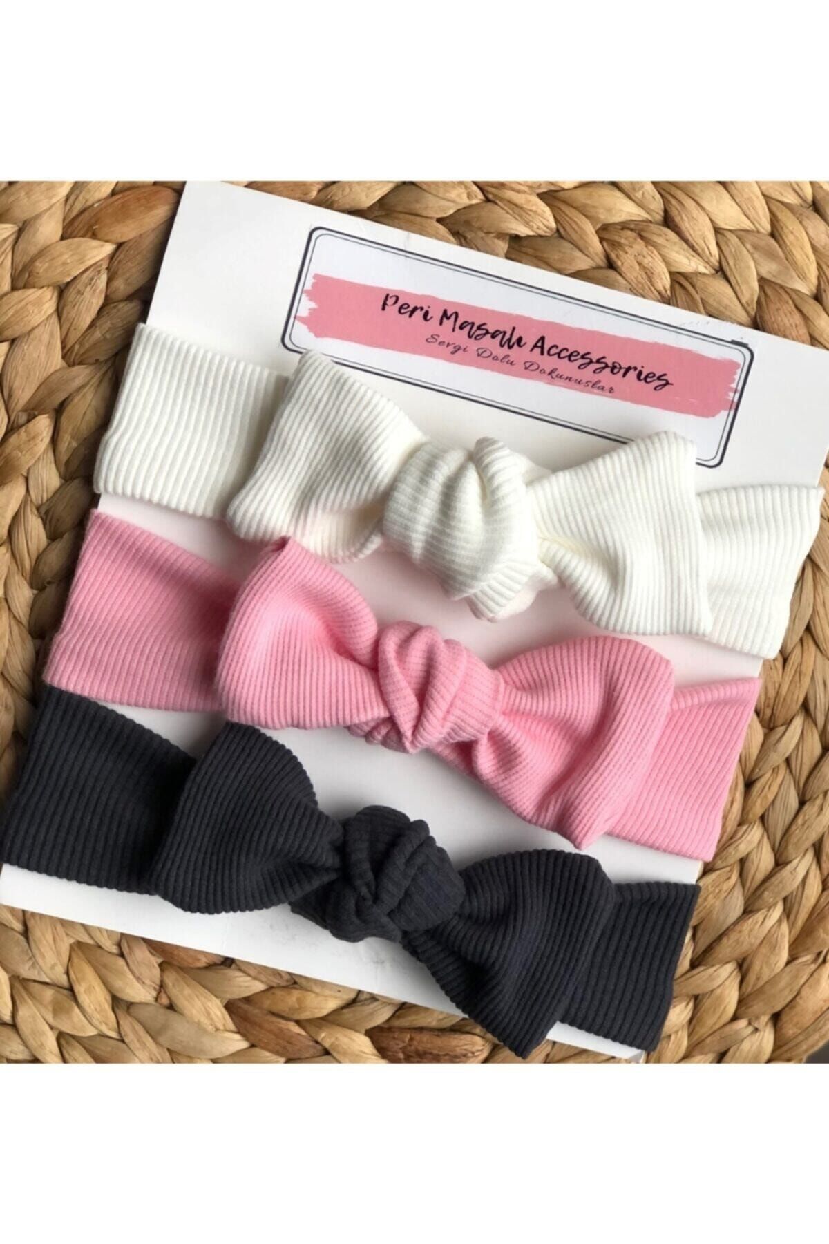 BABYSHOPİER Kız Bebek / Çocuk 3'lü Ribana Bandana Seti