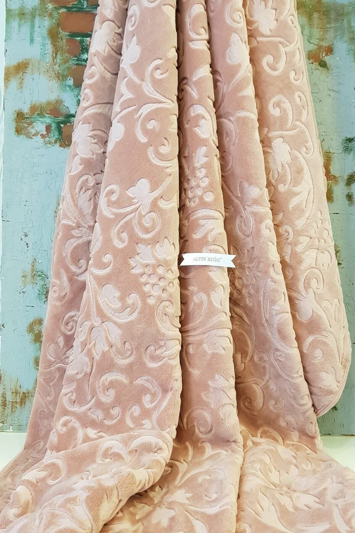 Merinos Elegans Battaniye Çift Kişilik- 220x240 Cm- Gül Defne