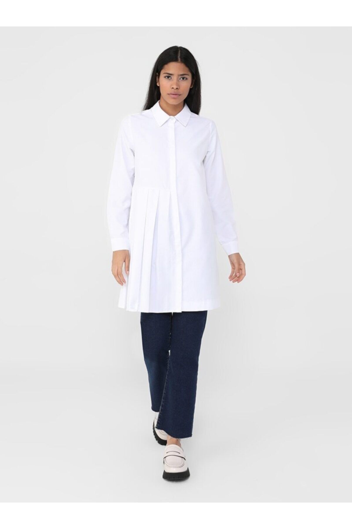 Refka Pile Detaylı Poplin Tunik - Off White - Casual