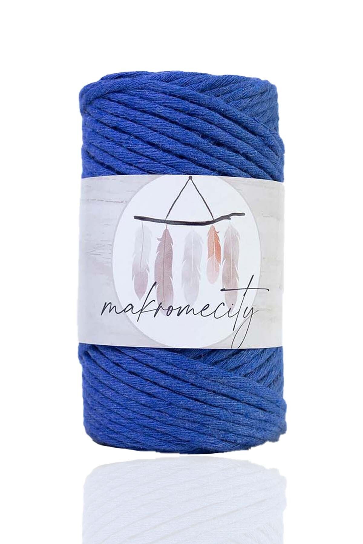 Makromecity Taranan Makrome Ipi 3mm Taranabilir Pamuk Makrome Ipi Makrame Ipi Saks Mavi