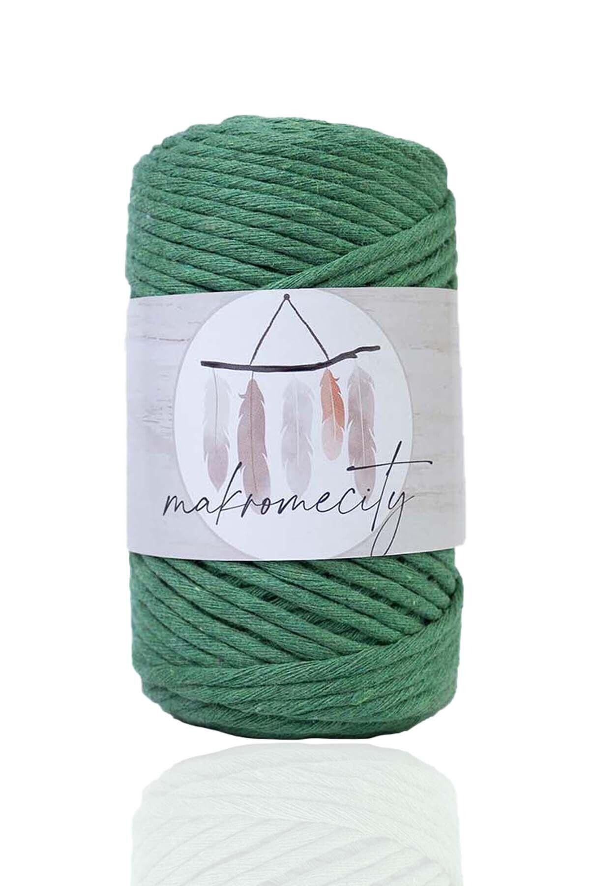 Makromecity Taranan Makrome Ipi 3mm Taranabilir Pamuk Makrome Ipi Makrame Ipi Benetton Yeşil