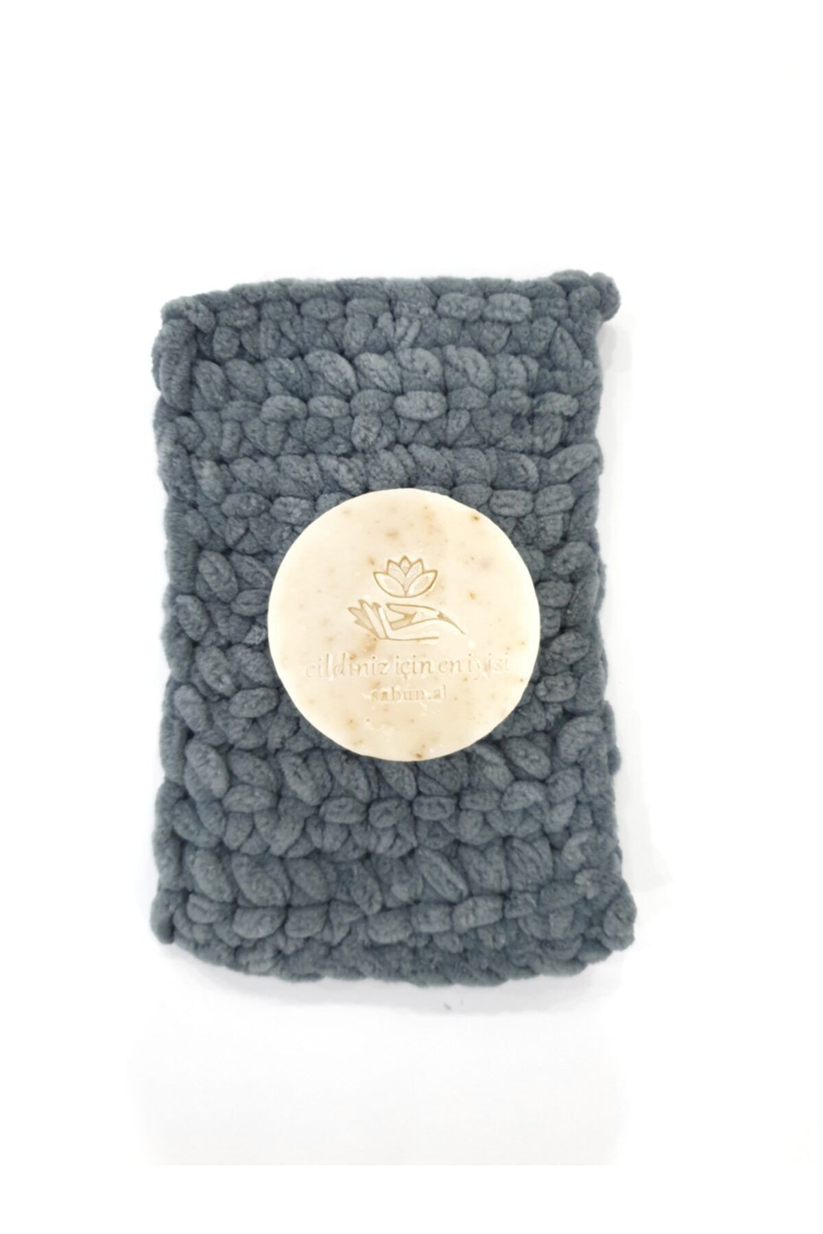 sabunal Yüz Temizleme Lifi El Yapımı Pamuksu Tahriş Etmez 20x12 Cm Grey