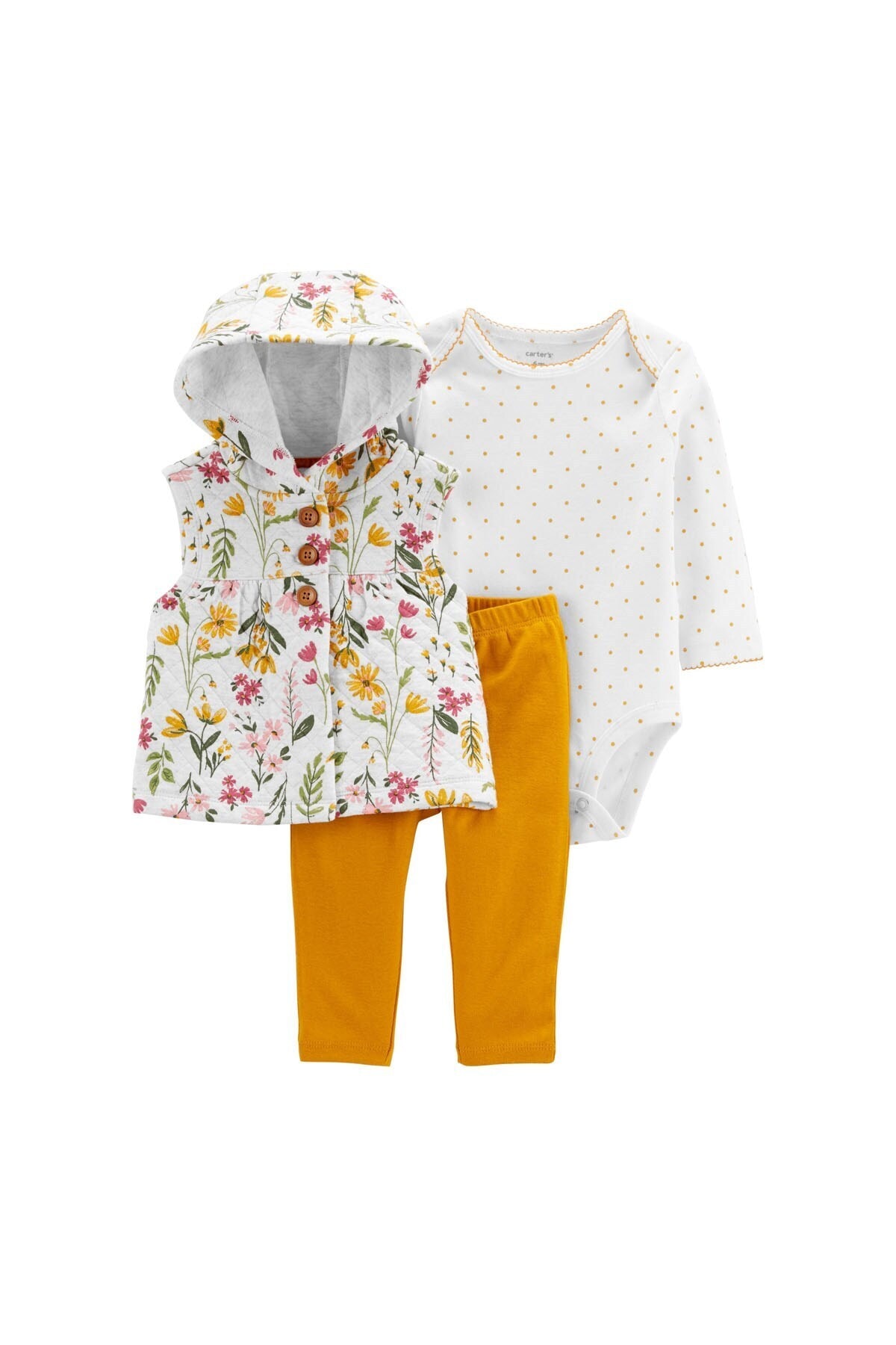 Carter's Kız Bebek Sarı Çiçek Desenli 3'lü Set