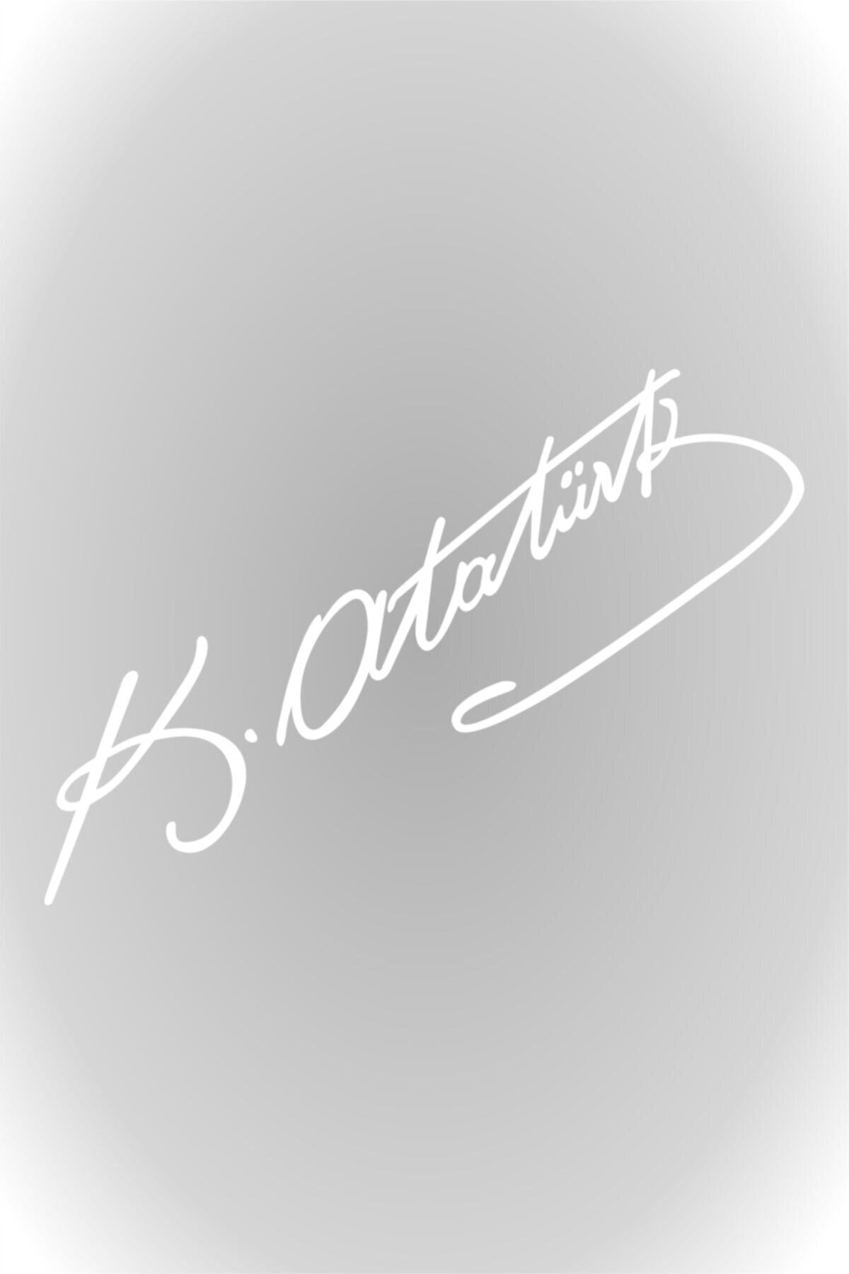 esticker Kemal Atatürk Imza Sticker Araba, Oto Araç Sticker Beyaz 20 X 5,5 Cm