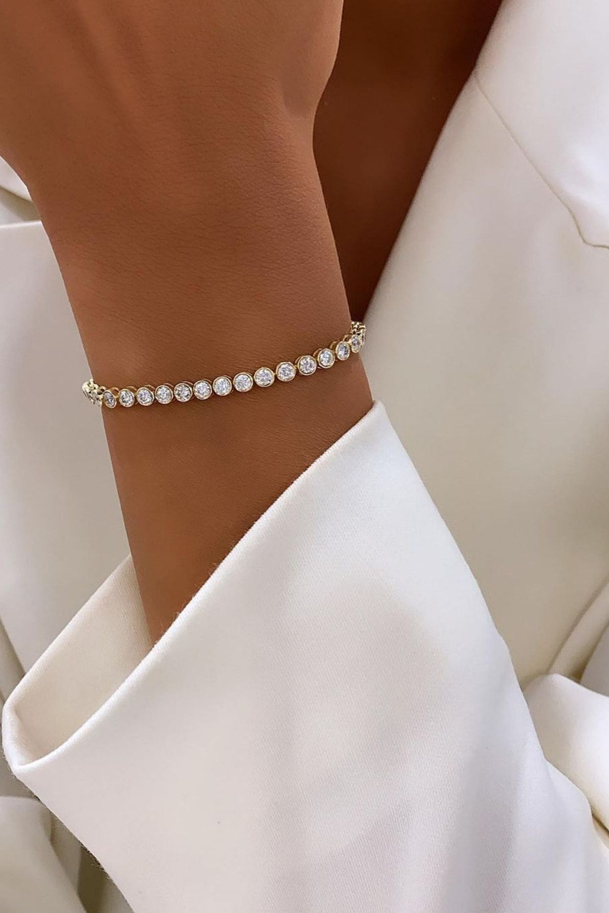 Crystal Diamond Zirconia 1.kalite Laboratuvar Pırlantası 9.45 Karat Su Yolu Bileklik