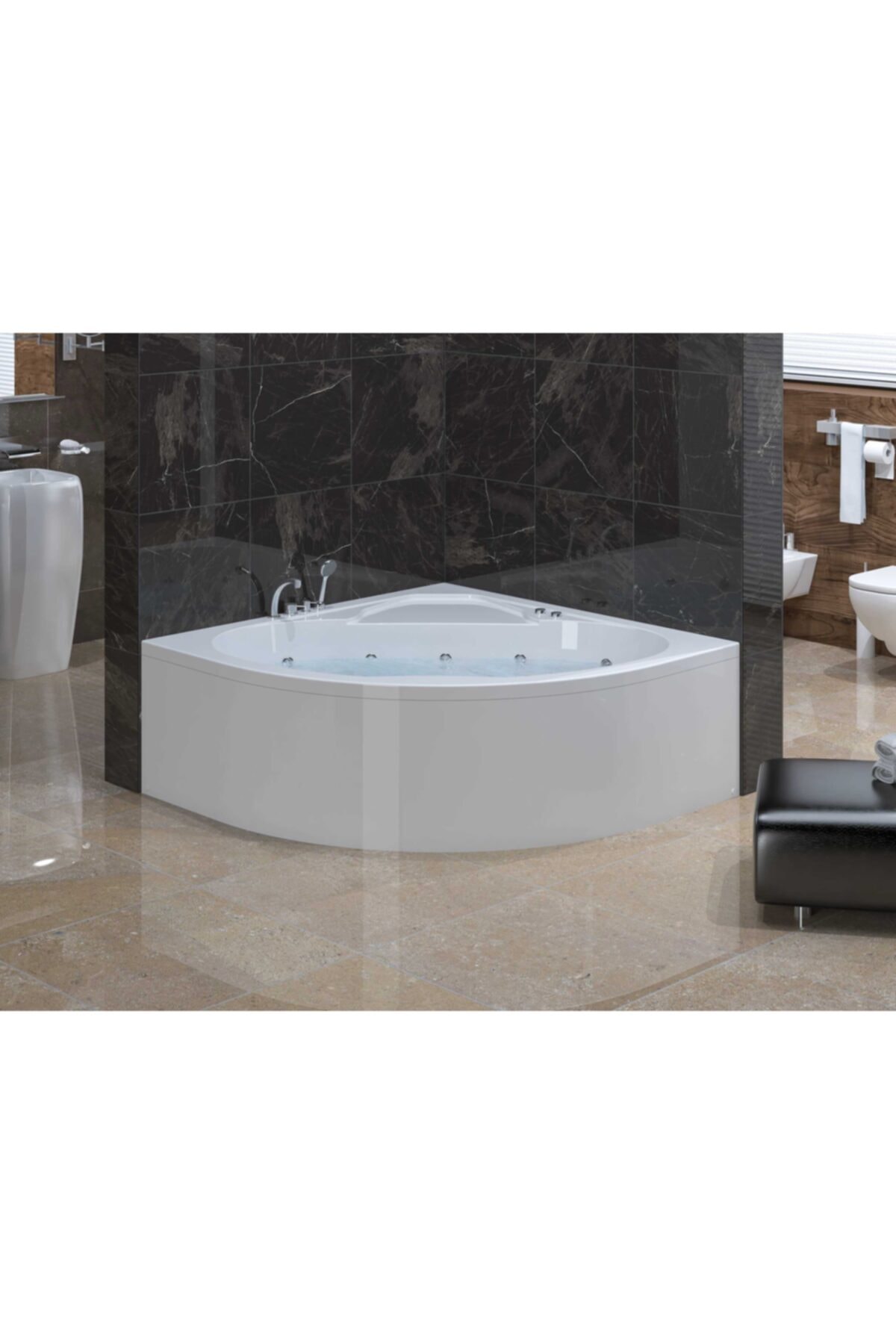 Stina Verona 140x140x55 Oval Oturmalı Küvet Hidro Masaj Sistemi