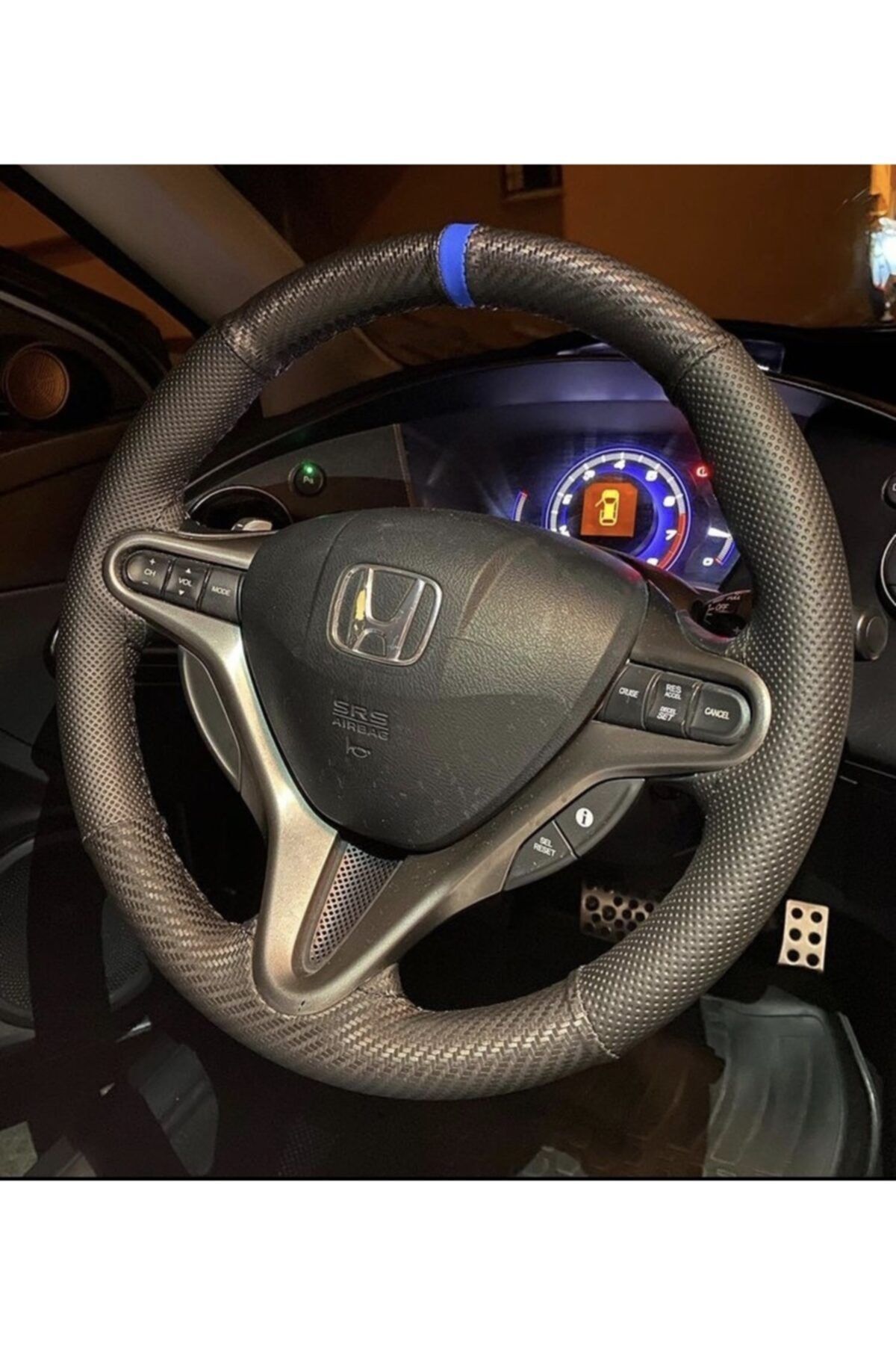 UGL EKSTRA Honda Civic Mavi Yüzüklü Deri Direksiyon Kılıfı