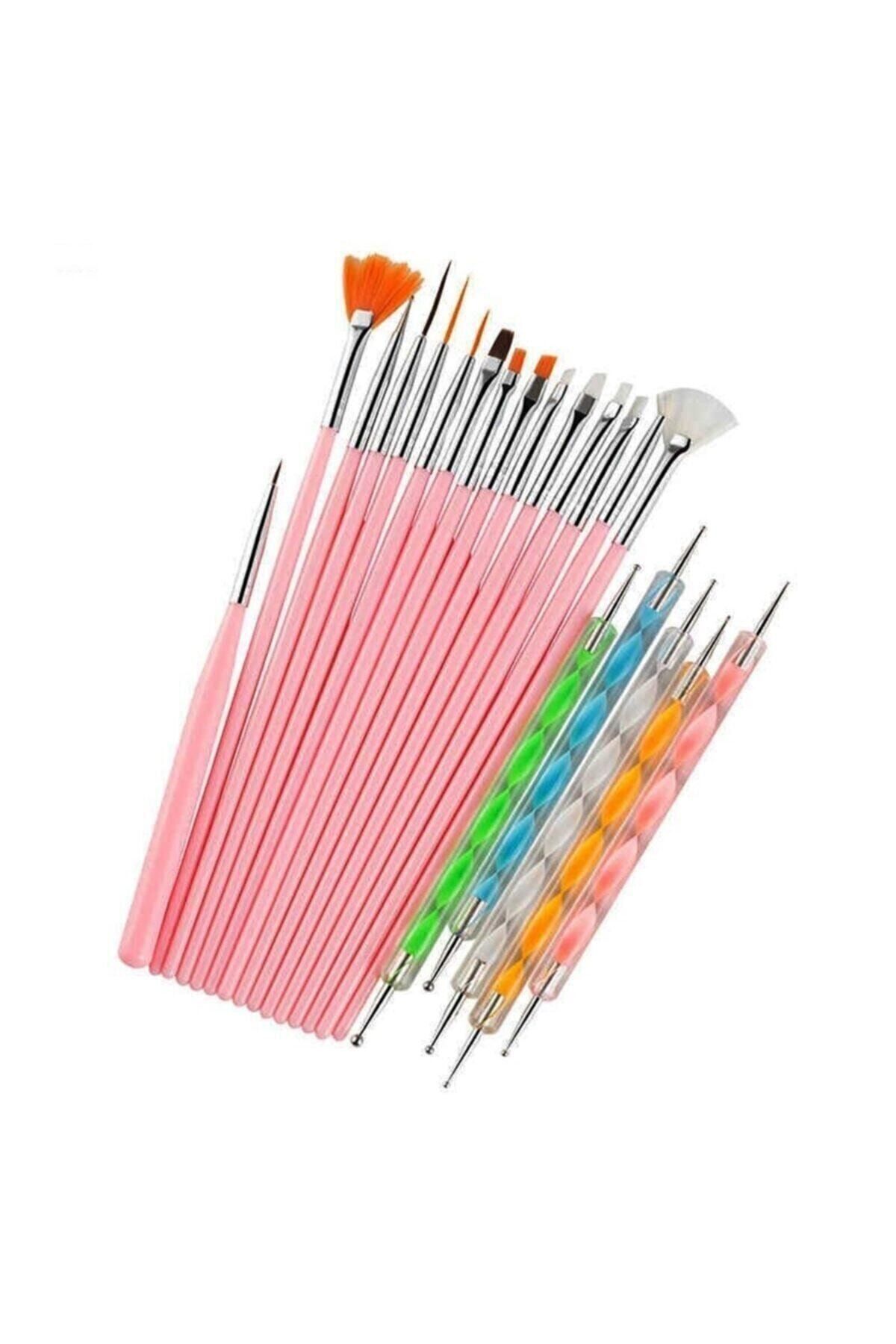 SİNKA Nail Art Tırnak Süsleme Desen Fırça 15'li  Ve Dot Kalem Seti 5'li  20 Parça