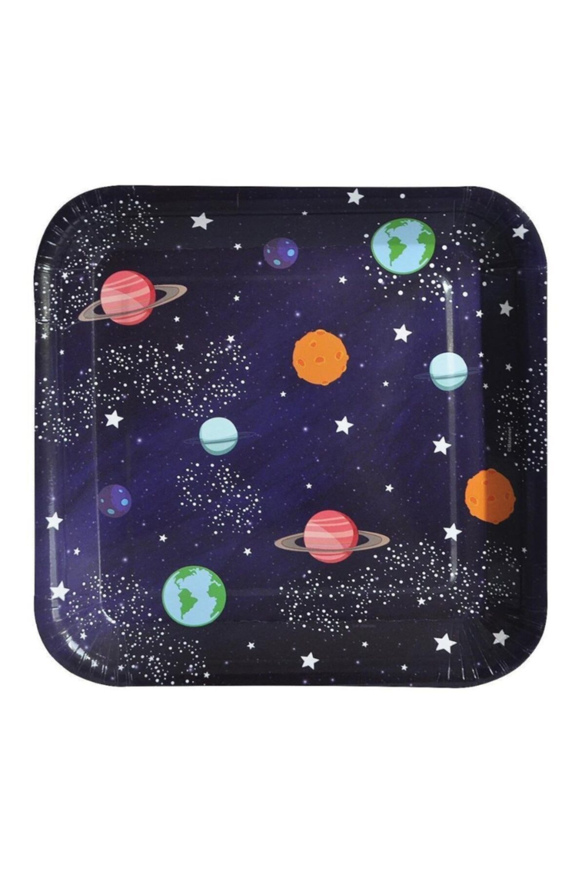 BalonEvi Tkg5609 Lacivert Kozmik Galaksi 8 Adet Kare Kağıt Tabak 18 cm