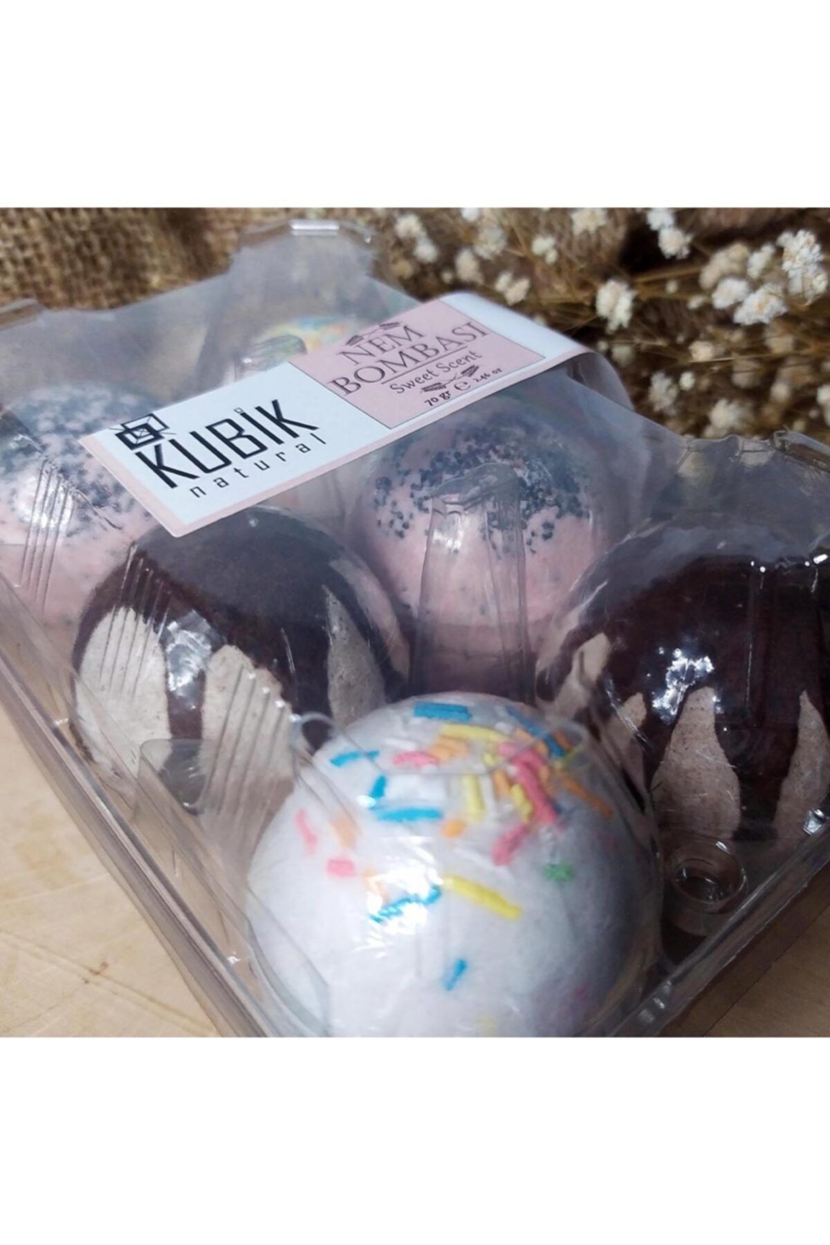 Kubik Natural - Tatlı Kokular Orta Boy Banyo Topu 70 Gr X 6 Adet