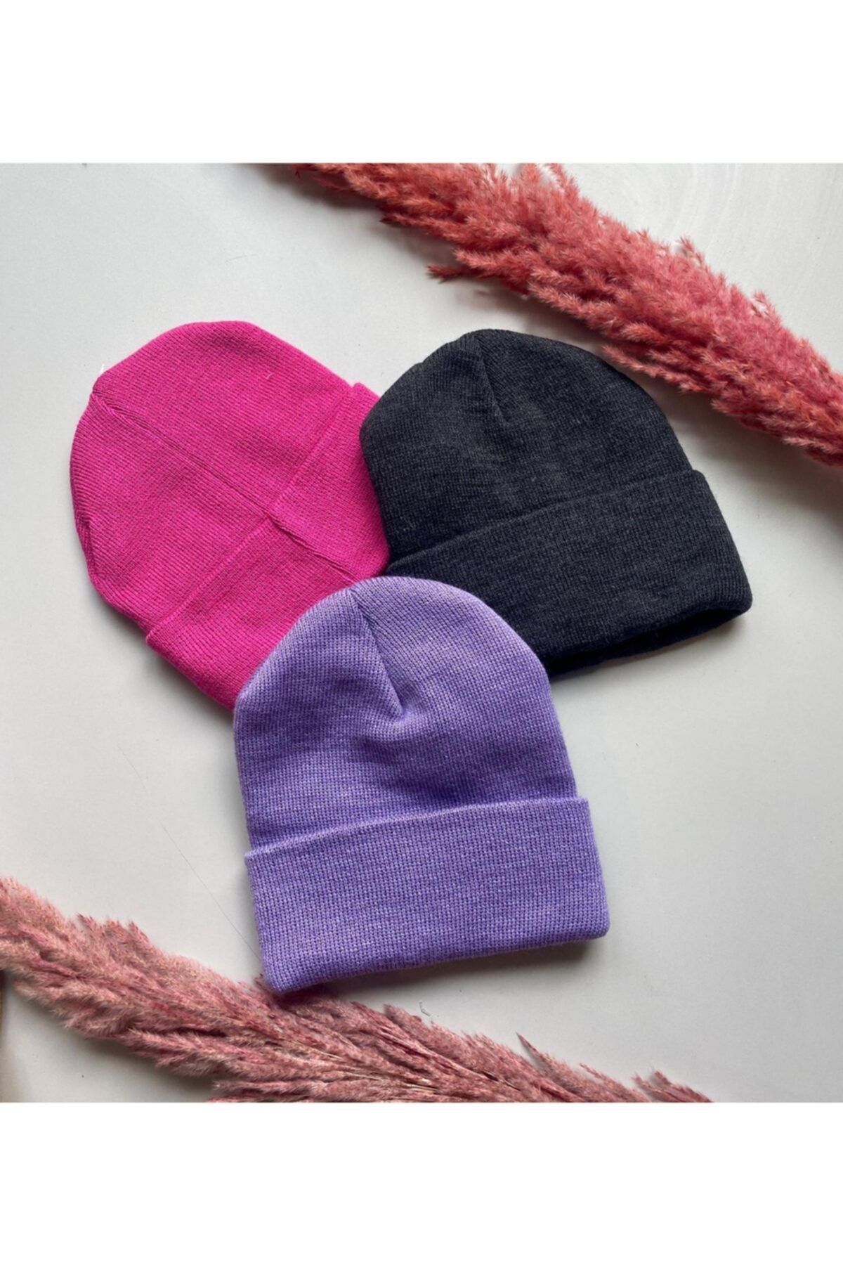 HemenALbence 3'lü Kombin Renkli Unisex Basic Bere Seti