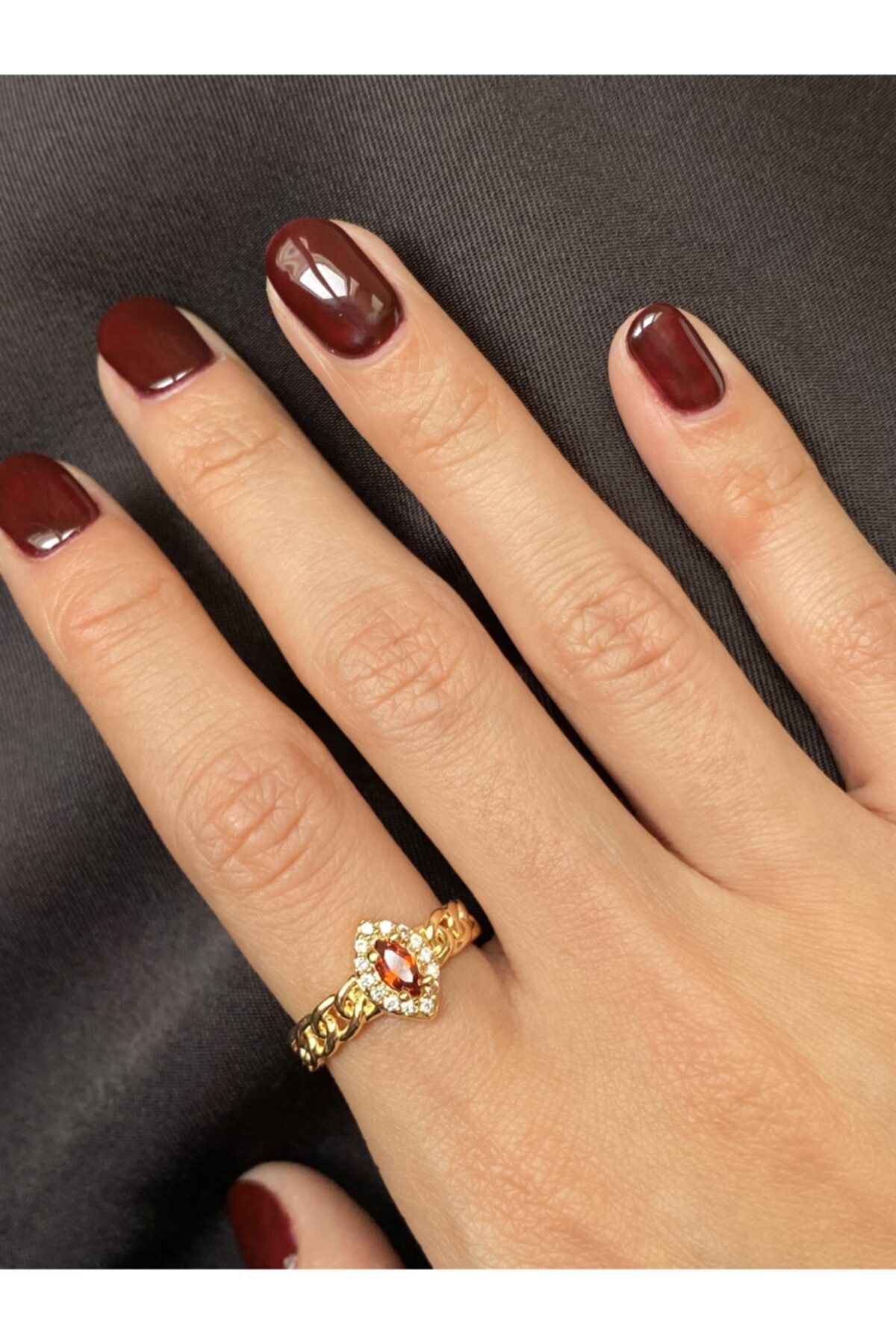 kems jewels Turuncu Taşlı Damla Yüzük