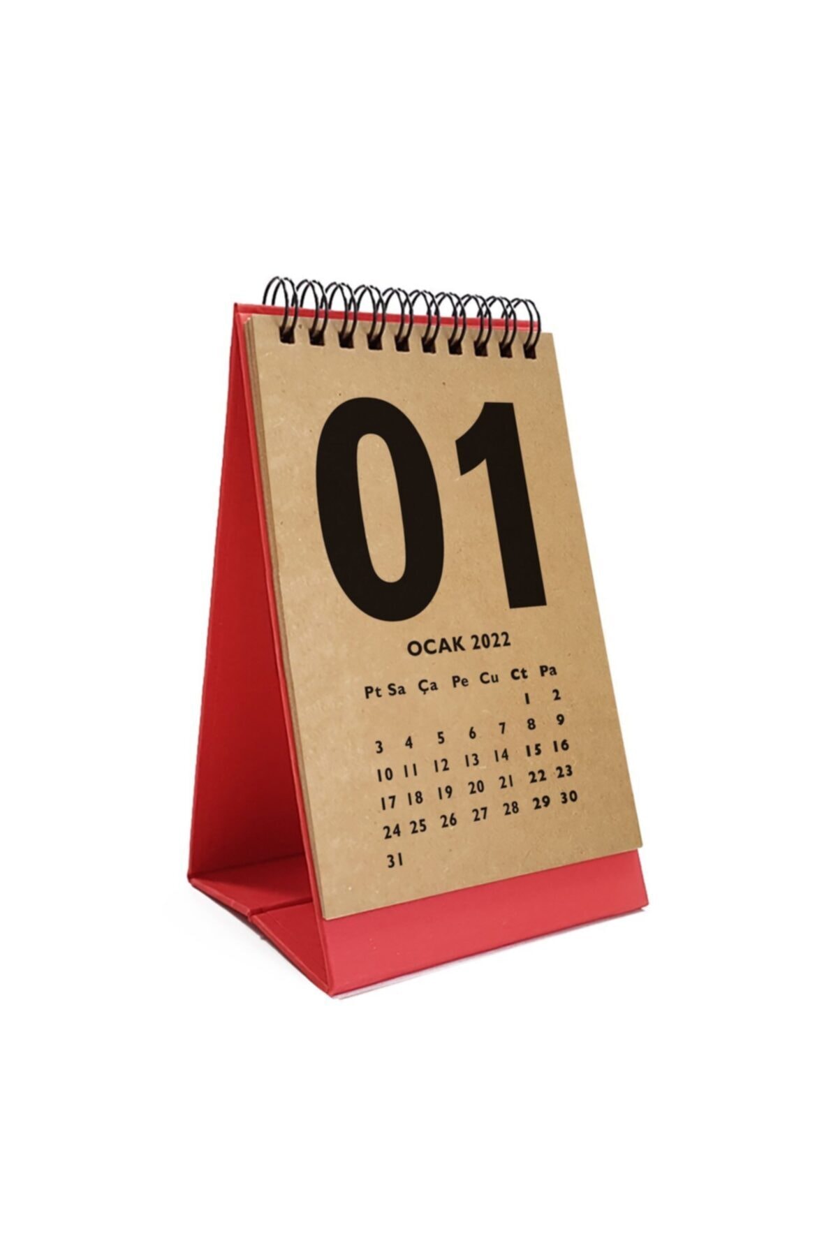bi'aldım 2022 Kırmızı Kraft Masa Takvimi Ingilizce Tu rkc e Takvim