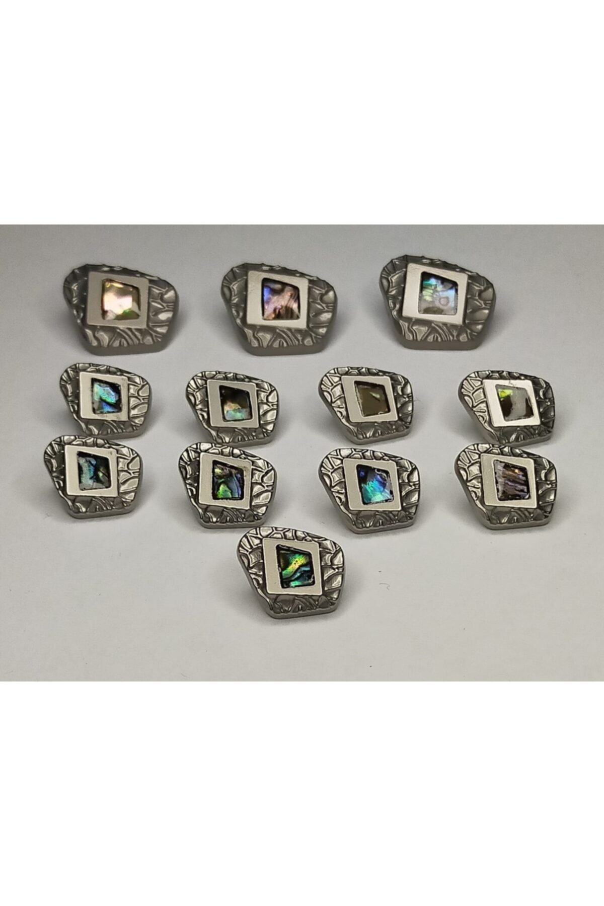 Turuncu Tuhafiye 3+9 Asimetrik Taşlı Metal Düğme Seti