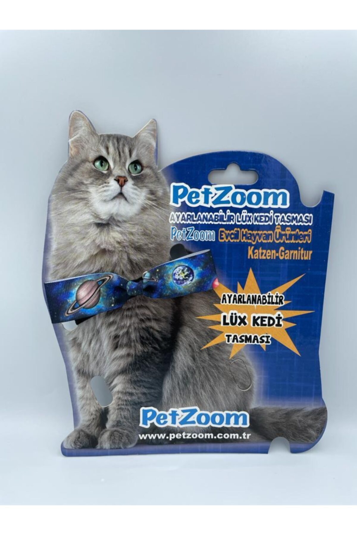 BonbonButik Petzoom Ayarlanabilir Papyon Kedi Tasması Leopar Galaksi Desenli