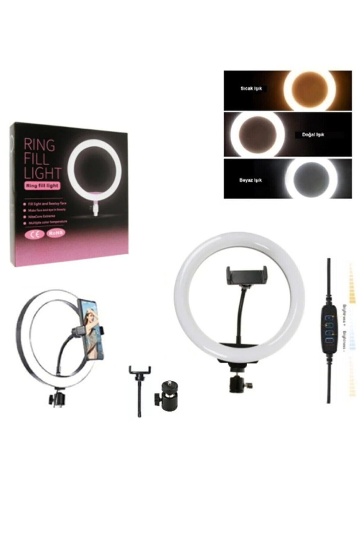 BST BRANDSHOPPİNGTR 10 Inç Ring Light Sadece Halka Led 3 Renkli Ayarlanabilir  Işığı