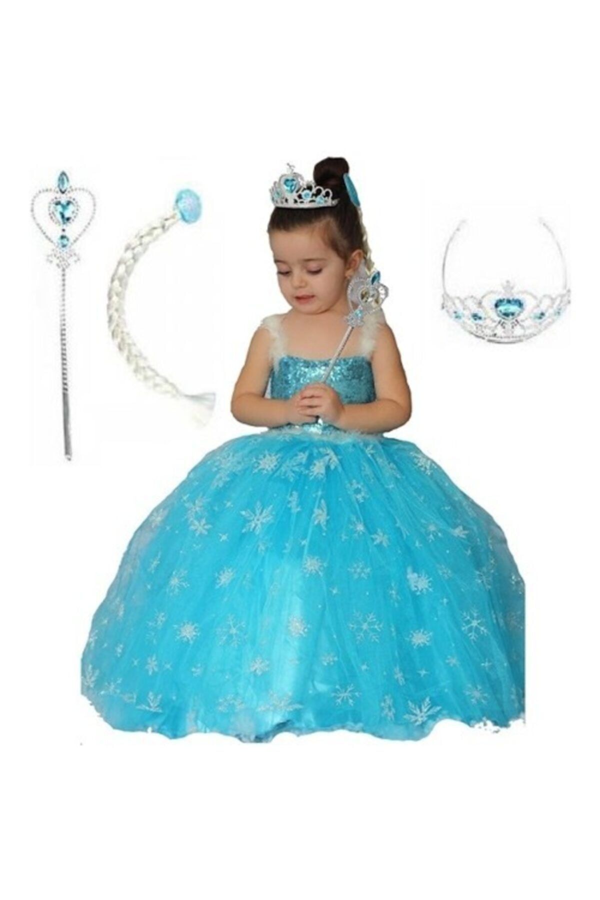 Frozen Elsa Kız  Çocuk Mavi Elsa Kostüm