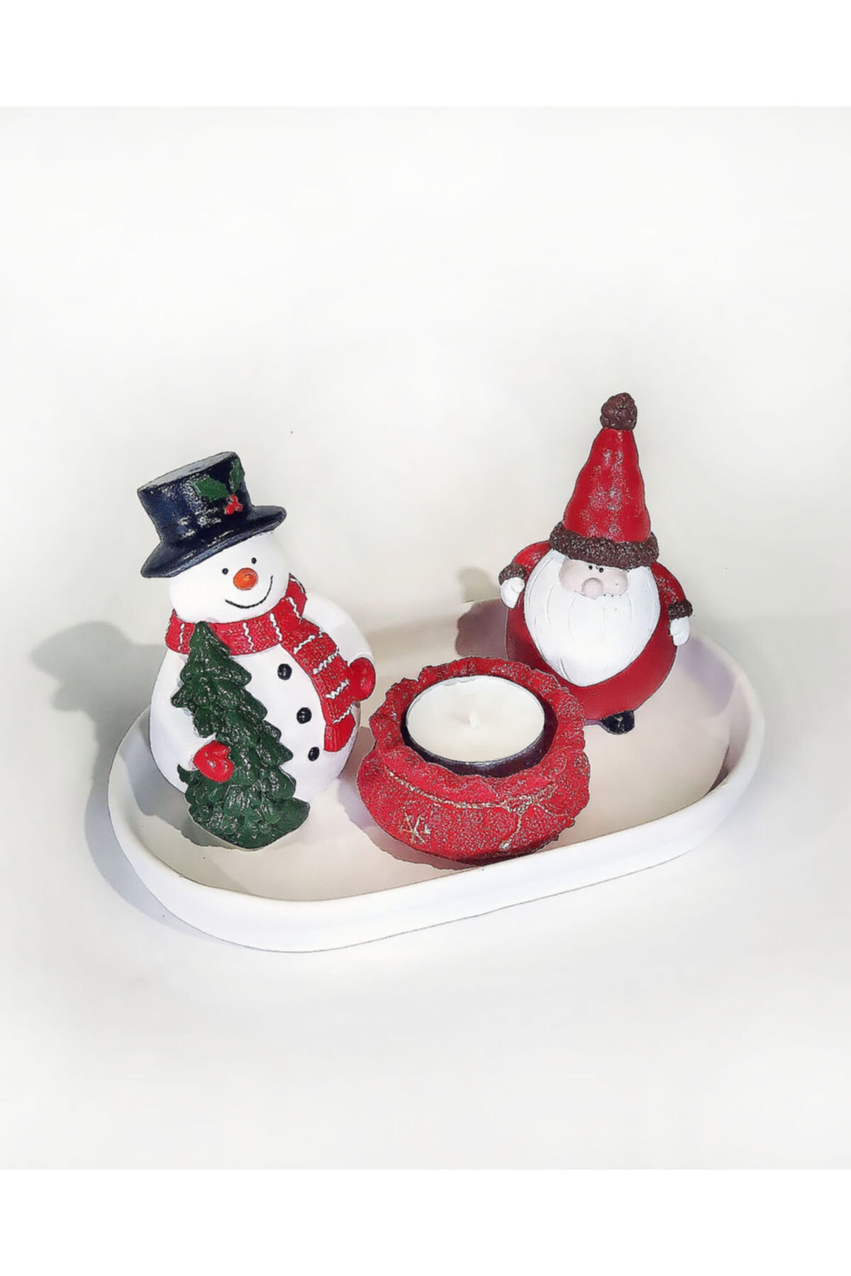 Estetikev Noel Baba Ve Kardan Adam Tealight Mumluk Yılbaşı Dekoru Seti No.1