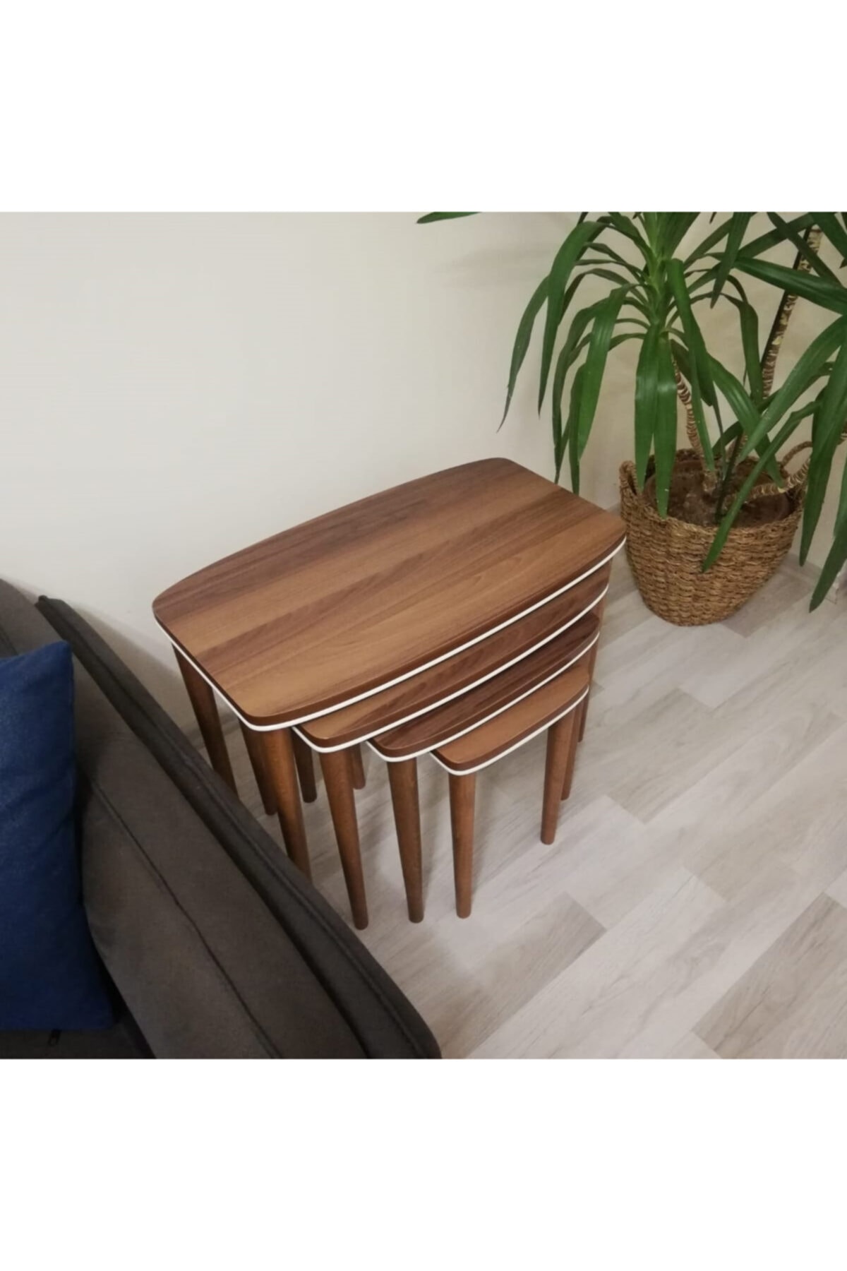 Decoraev Retro Mdf 4 Lü Çift Katmanlı Zigon Servis Sehpası