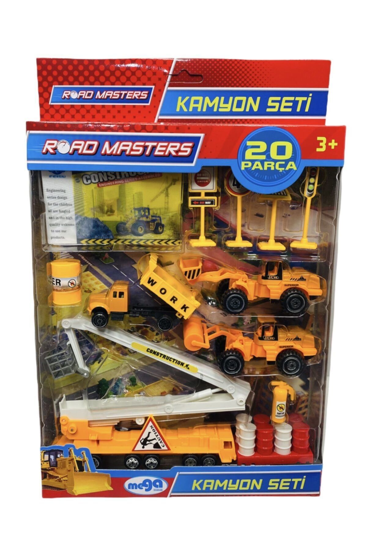 toysandmore Kepçe Kamyon Yol Düzleştirici Vinç Inşaat Araçları Seti 20 Parça