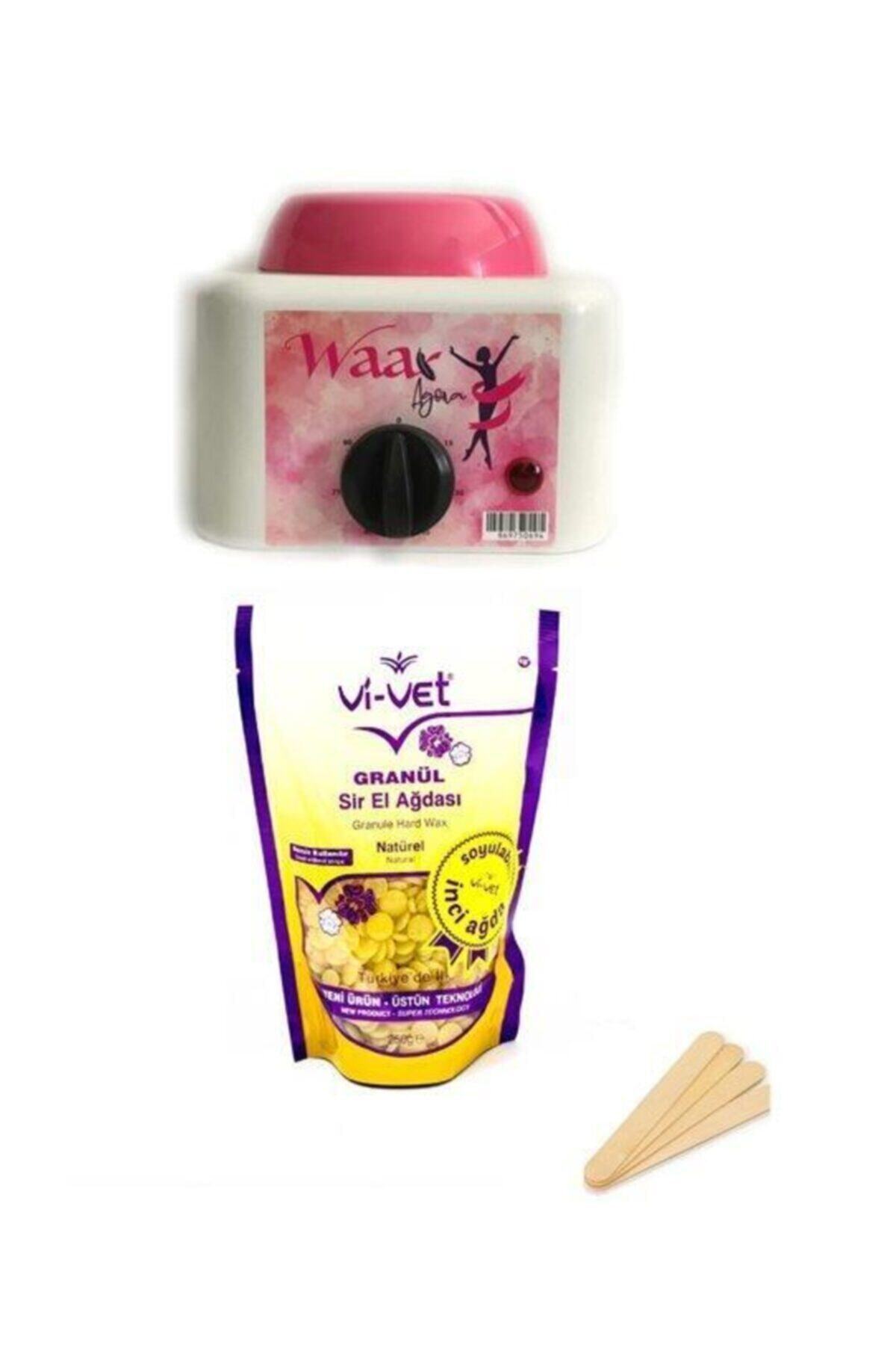 Vivet Ağda Makinesi +Vi-vet Soyulabilen Naturel Boncuk Ağda + Spatula Seti