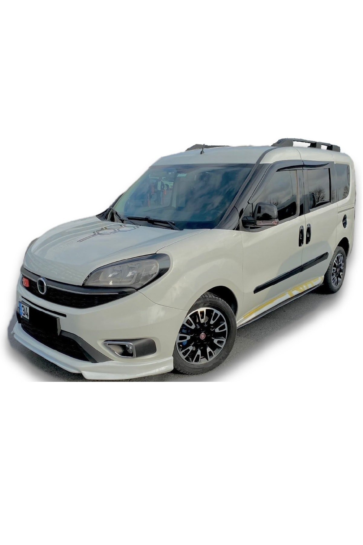 SML Dizayn Fiat Doblo Uyumlu 4 Ön Ek 2015 Üzeri (plastik) Ön Karlık, Ön Tampon Ek, Karlık Lip Boyasız