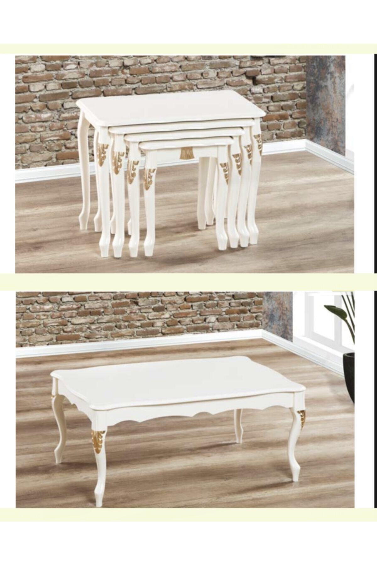 Doruk Home Lake Oymalı Krem Zigon Ve Orta Sehpa