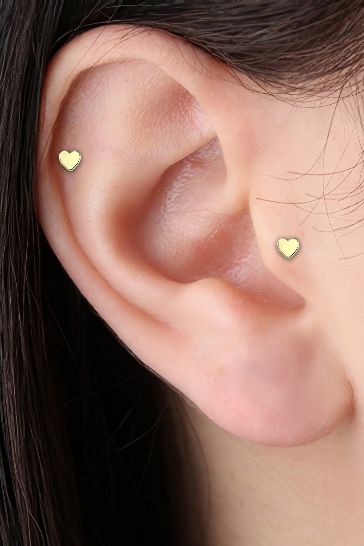 Salyangoz Company Cerrahi Çelik Gold Renk Taşsız Minimal Kalp Model Tragus,helix,kıkırdak Piercing Gldklp02
