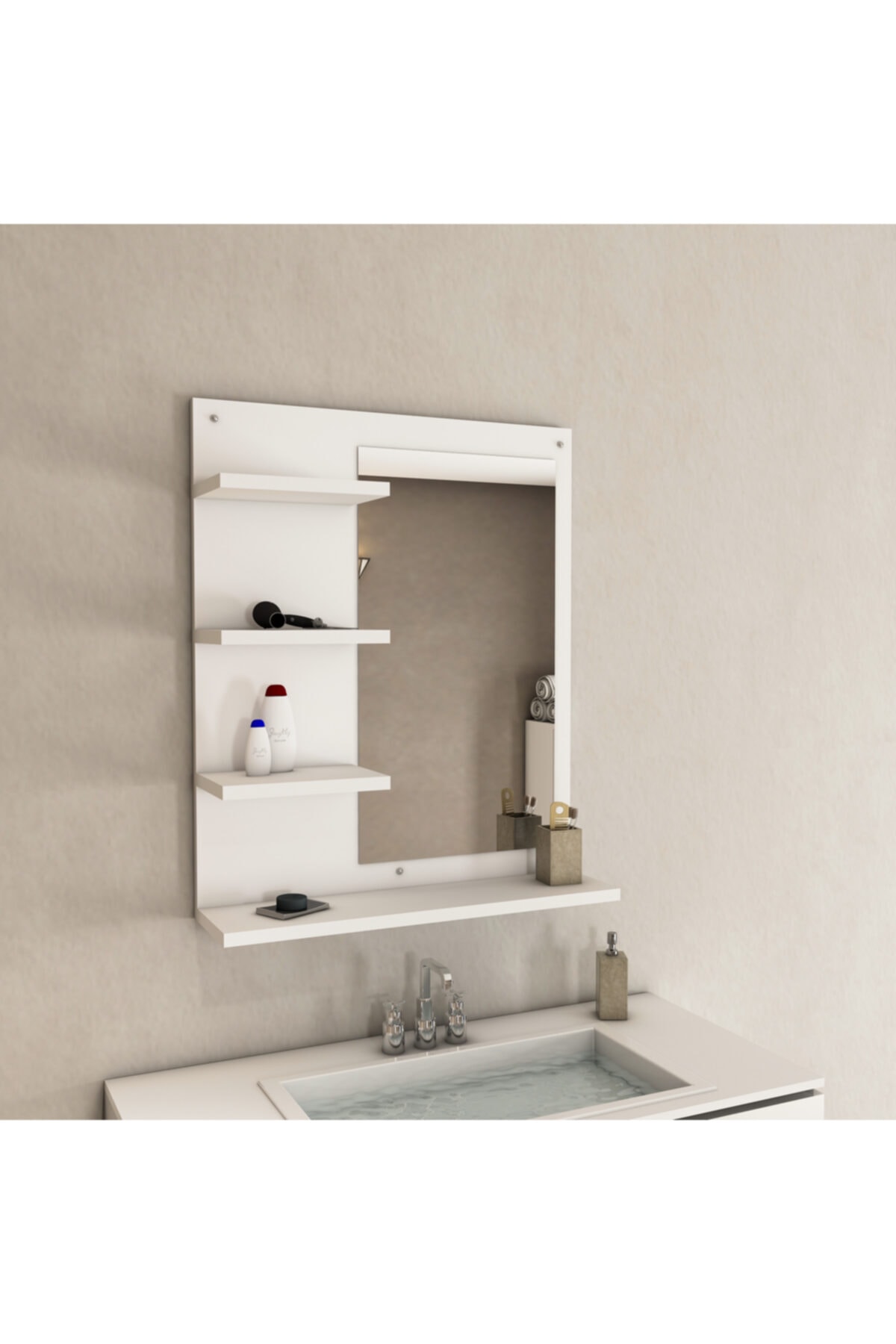ARNETTİ Meriç Etajer Banyo Dolabı Beyaz 72x60x14,5cm Uzun Ömürlü Çok Amaçlı