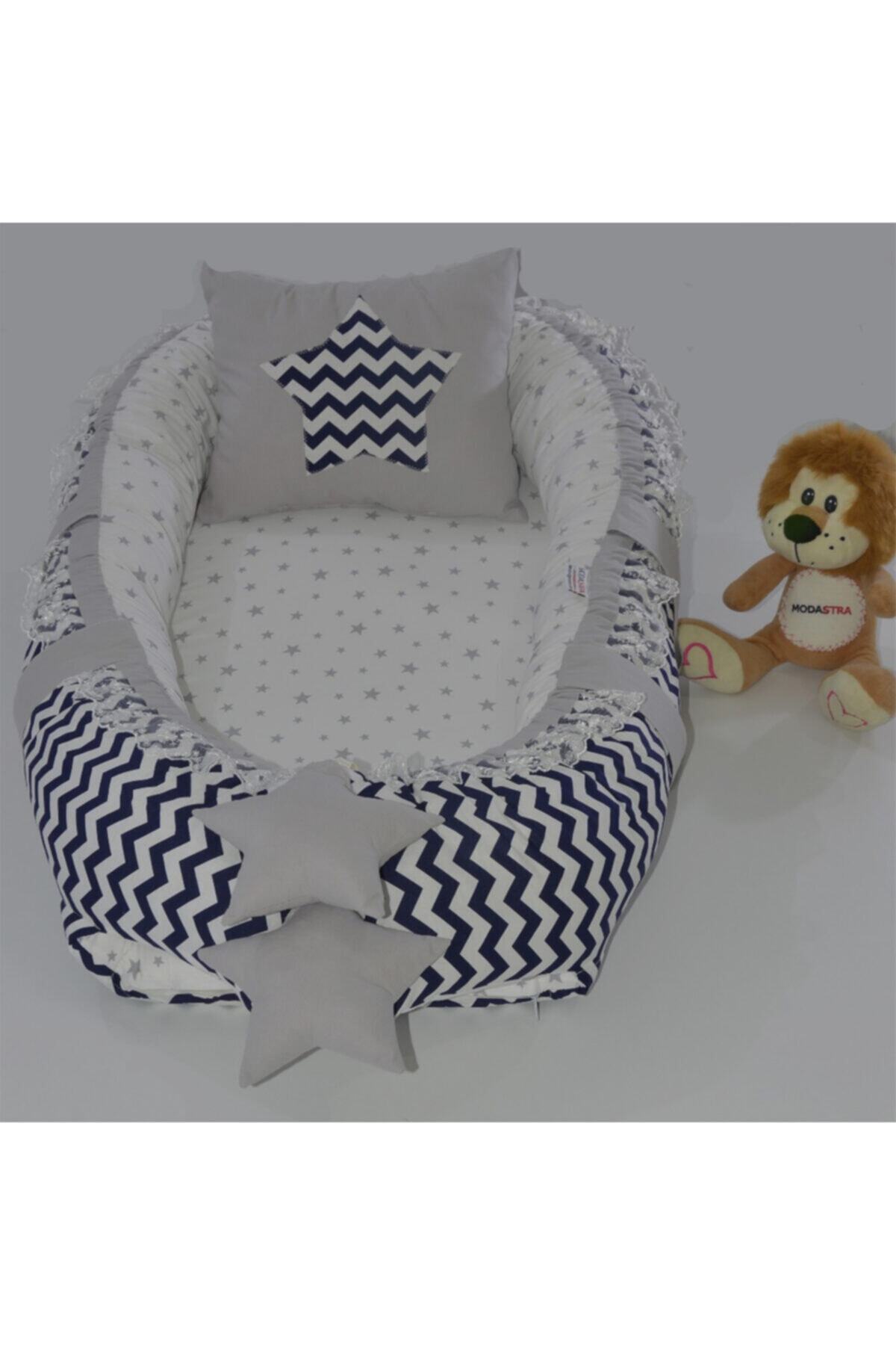 modastra Baby Nest Lacivert ve Gri Kombin Tasarım Babynest Bebek Yuvası