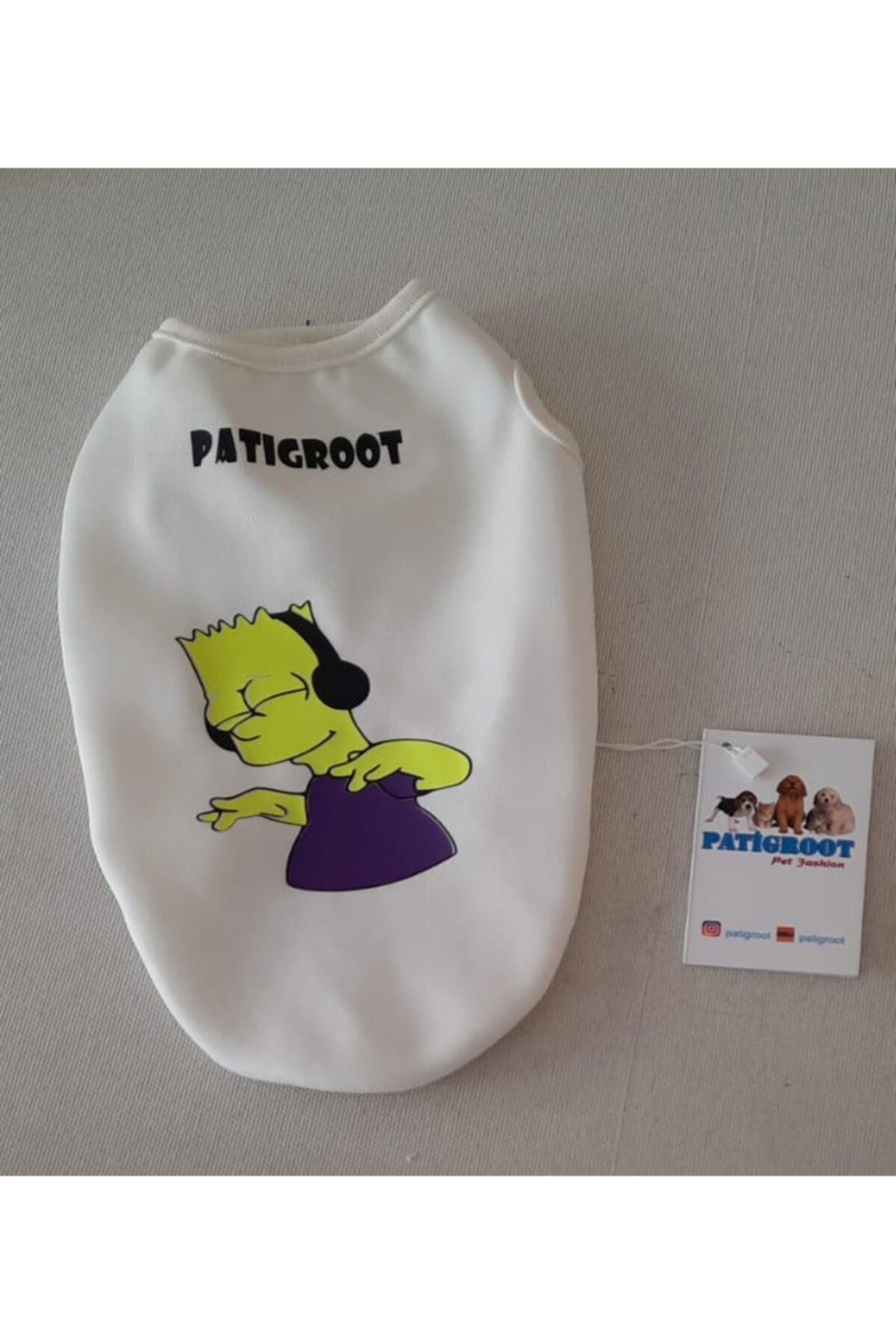 Pati Groot Kısa Kollu Simpson Baskılı Kedi Kıyafeti