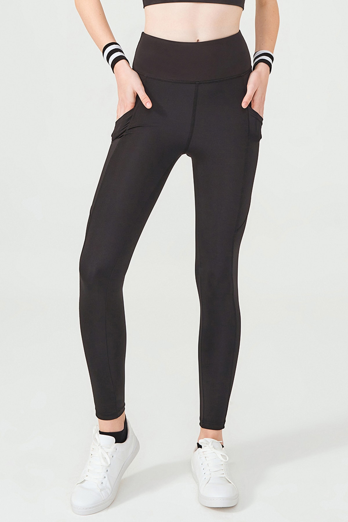 ENNA MODA Dikişsiz (seamless) Cepli Activewear Spor (yoga, Pilates, Koşu, Gym) Cepli Siyah Tayt Pantolon
