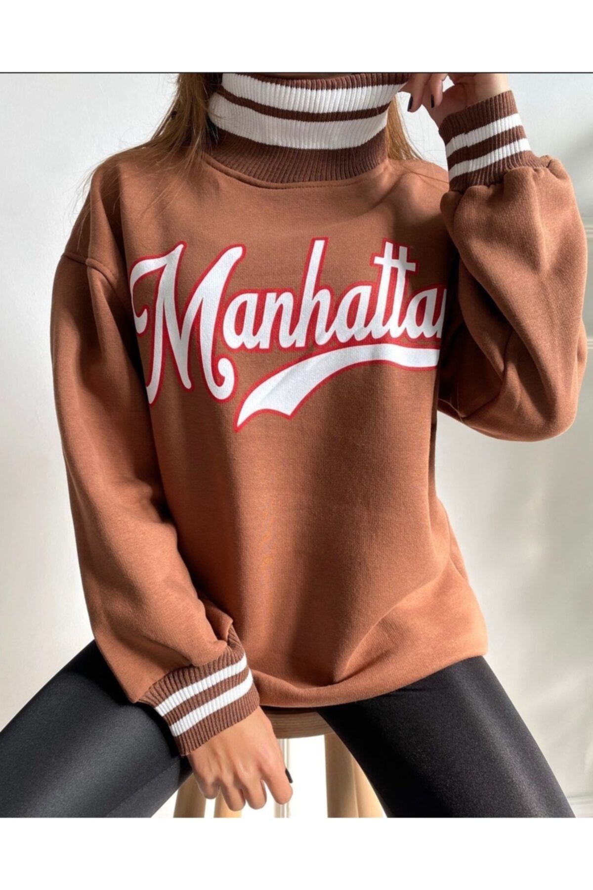 Elifalyabutik Manhattan Oversize Kadın Baskılı Sweatshirt
