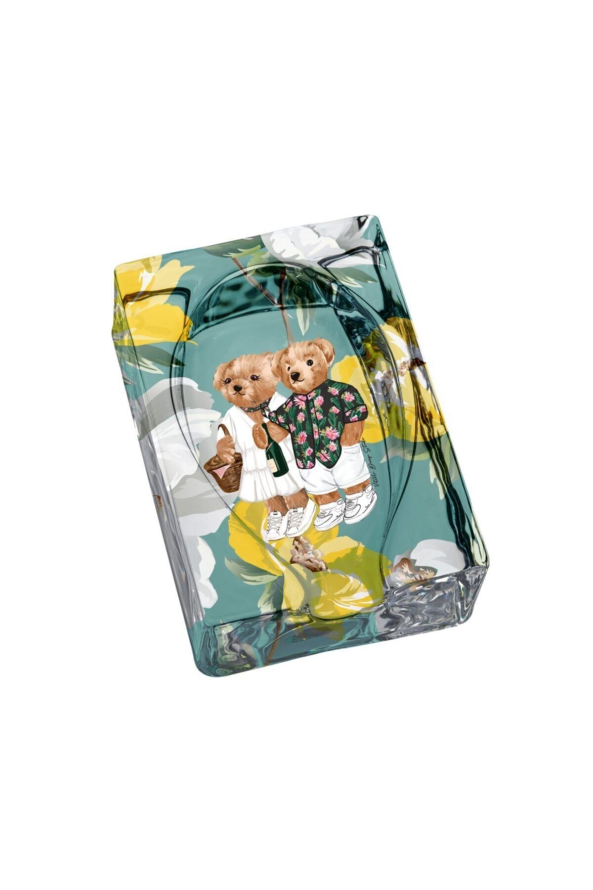 VİTELLİ Sarı Beyaz Manolya Teddy Bear Oval Puro Küllüğü